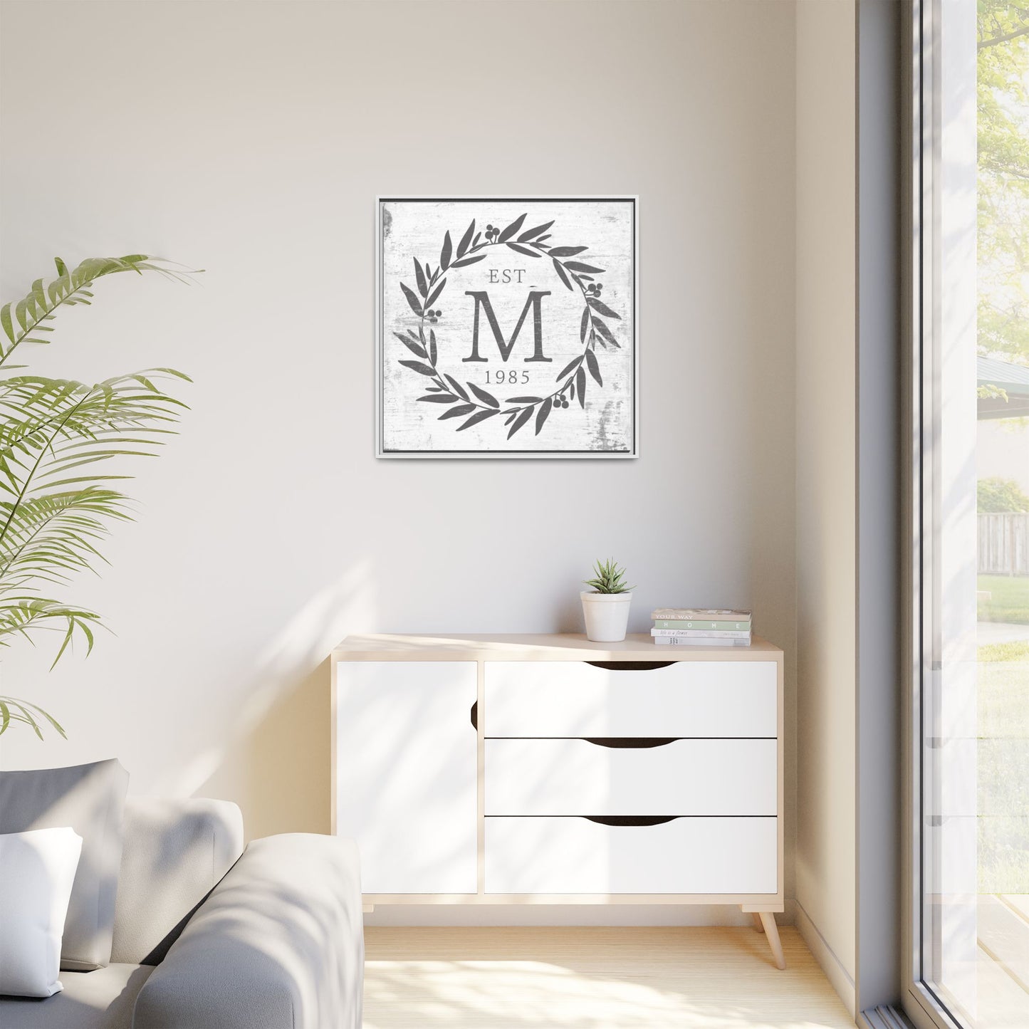 Personalized Monogram Family Last Name Sign - Custom Wall Art with Established Date for Home Décor, Wedding Gift, Farmhouse Style, Entryway or Living Room