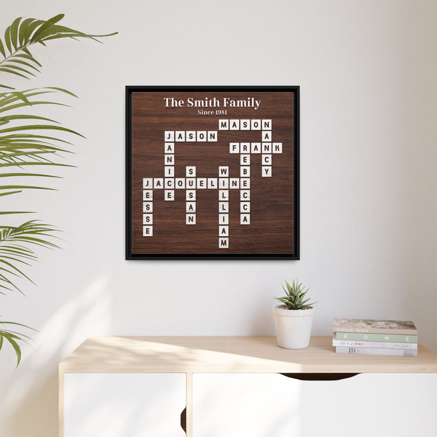 Personalised Scrabble Family Name Sign - Custom Family Tree Name Frame with Letter - Unique Scrabble Art Keepsake for Christmas, Weddings, Anniversaries & Family Gifts