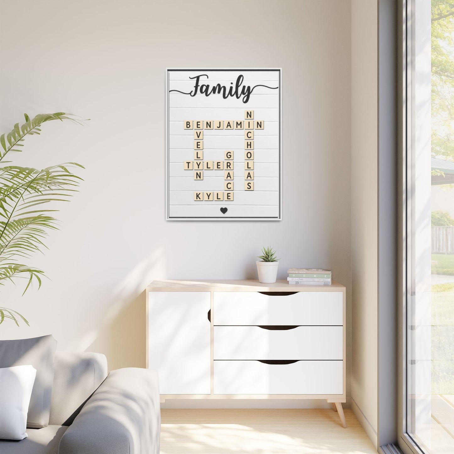 Personalized Family Name Scrabble Wall Art - Custom Wooden Name Frame - Crossword Scrabble Name Sign for Home Décor, Anniversary & Family Gift