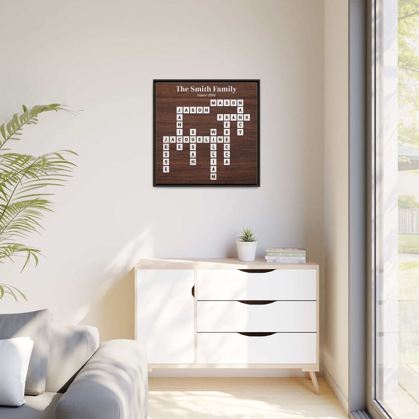 Personalised Scrabble Family Name Sign - Custom Family Tree Name Frame with Letter - Unique Scrabble Art Keepsake for Christmas, Weddings, Anniversaries & Family Gifts