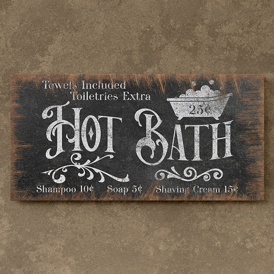 Personalized Hot or Cold Bath Sign for Bathroom - Rustic Farmhouse Bathroom Wall Decor | Vintage Style Bubble Bath Sign | Classic Bathroom Wall Art | Funny Bathroom Sign | Bathroom Printable