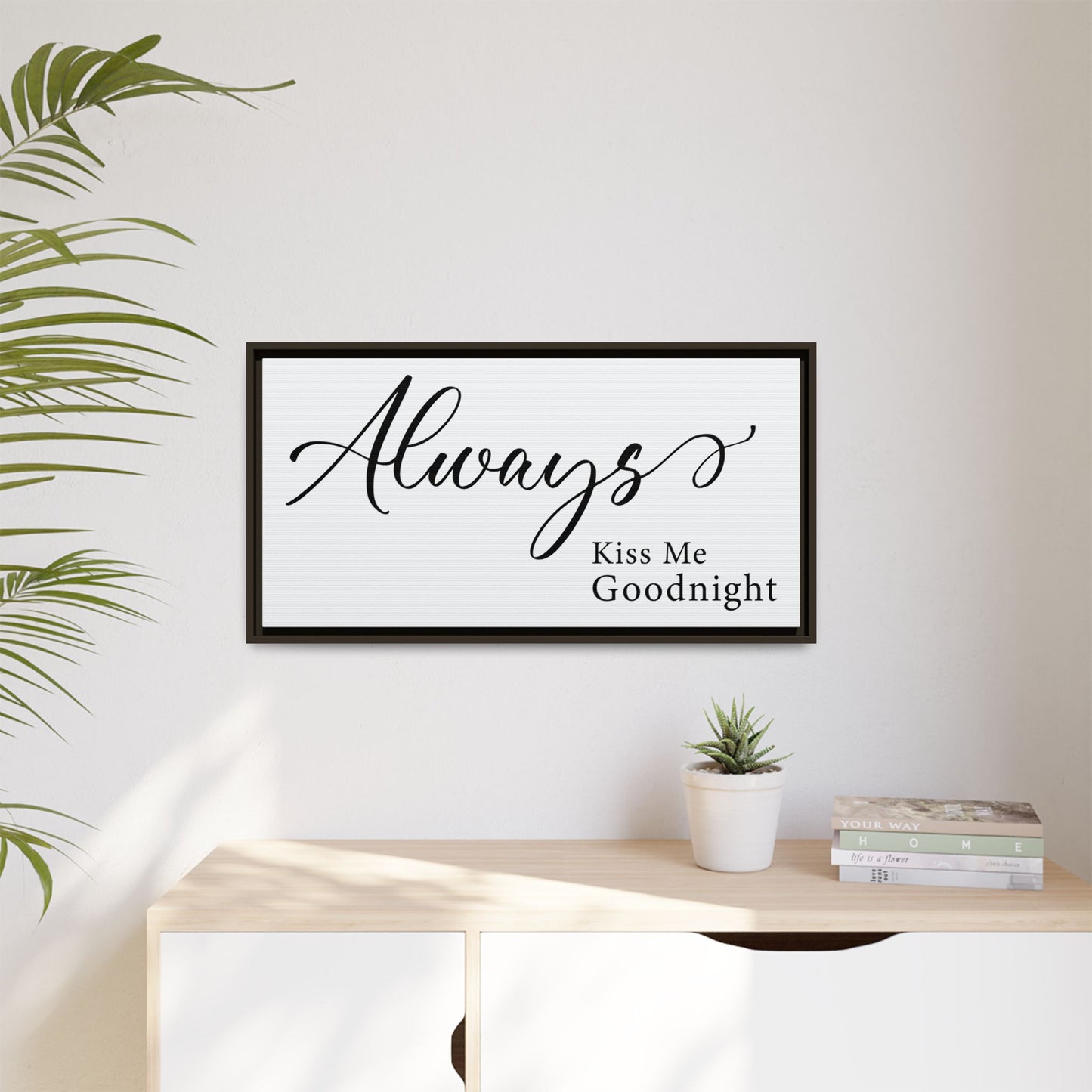 Personalized Goodnight Sign – Romantic Bedroom Wall Decor, Bedtime Quote, Love Wall Sticker for Above Bed, Valentine’s Day Gift, Wedding Card, Watercolor Calligraphy Poster