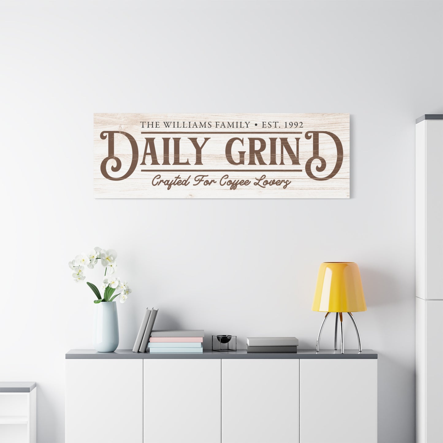 Custom Coffee Bar Sign - Personalized Daily Grind Coffee Bar Sign - Rustic Canvas for Coffee Lovers - Vintage-Inspired Coffee Station Décor