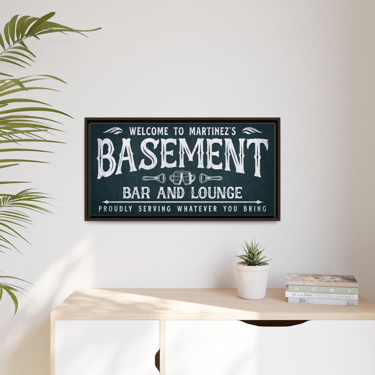 Personalized Basement Bar and Lounge Sign | Vintage Bar Sign | Home Pub & Man Cave Decor | Custom Hanging Bar Sign | Cocktail Menu & Wall Art