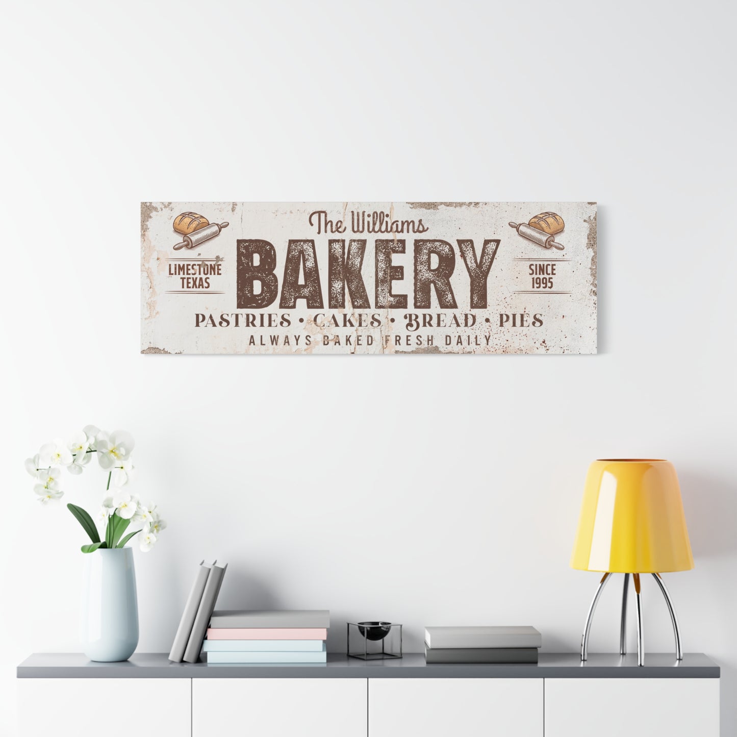 Custom Rustic Bakery Sign - Vintage Style Farmhouse Bakery Decor, Personalized Fresh Bread, Pies & Cake Sign for Bake Shops, Farmers Bakery, Cake Shop, Gift for Bakers & Bakery Owners