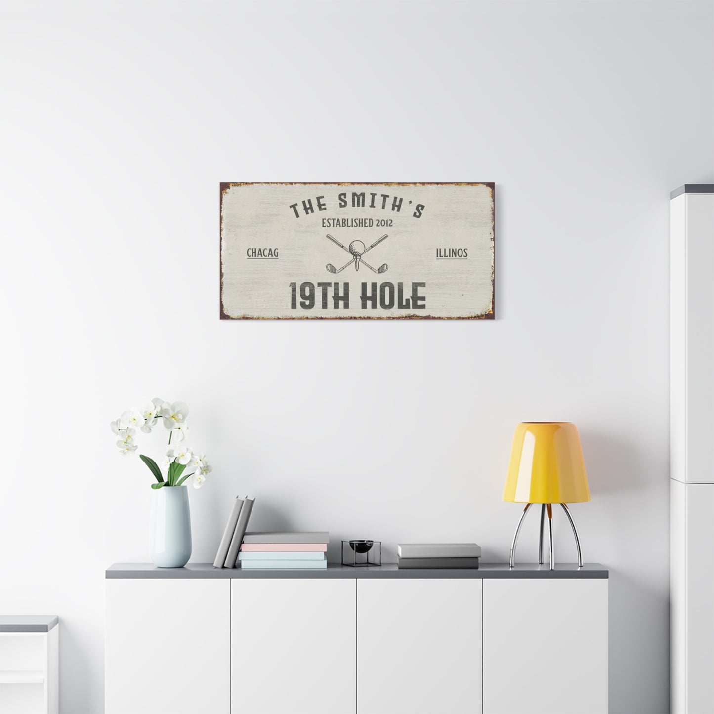 Personalized 19th Hole Signs - Custom Vintage Golf Wall Art, Golf Club Portrait, Golf Lover Gift, Man Cave Decor, Golf Gifts for Men, Husband, Dad, Boyfriend, Housewarming & Valentine’s Day Present