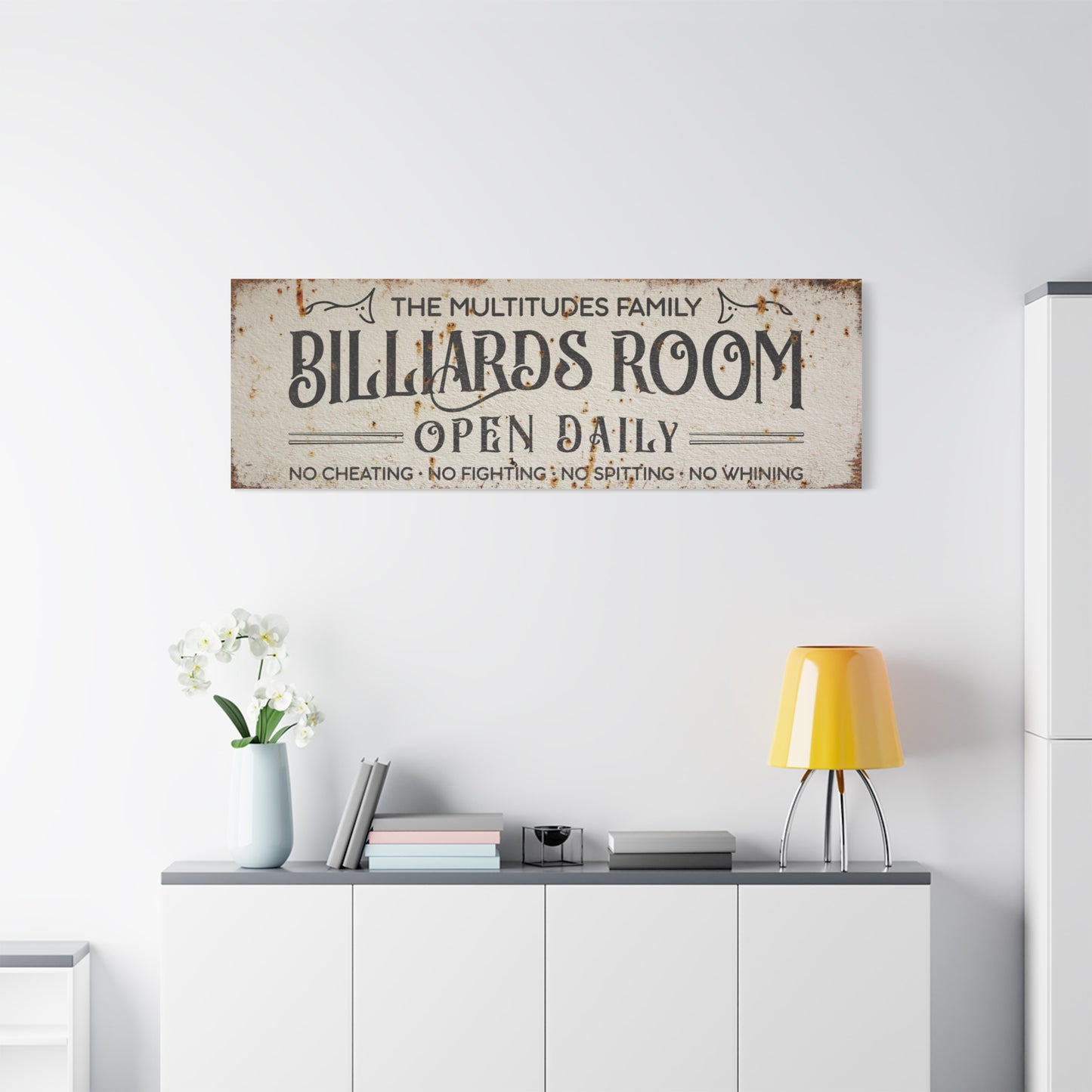 Custom Billiard Sign | Family Game Room Sign | Personalized Billiard Room & Man Cave Decor | Pool Room, Arcade, Poker, Darts, Bar & Gaming Wall Art | Father's Day & Holiday Gift