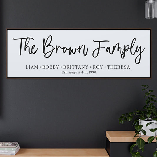 Personalized Family Name Sign with Established Date – Custom Last Name Canvas Decor, Rustic Farmhouse Wall Art, Perfect for Anniversaries and Gifts