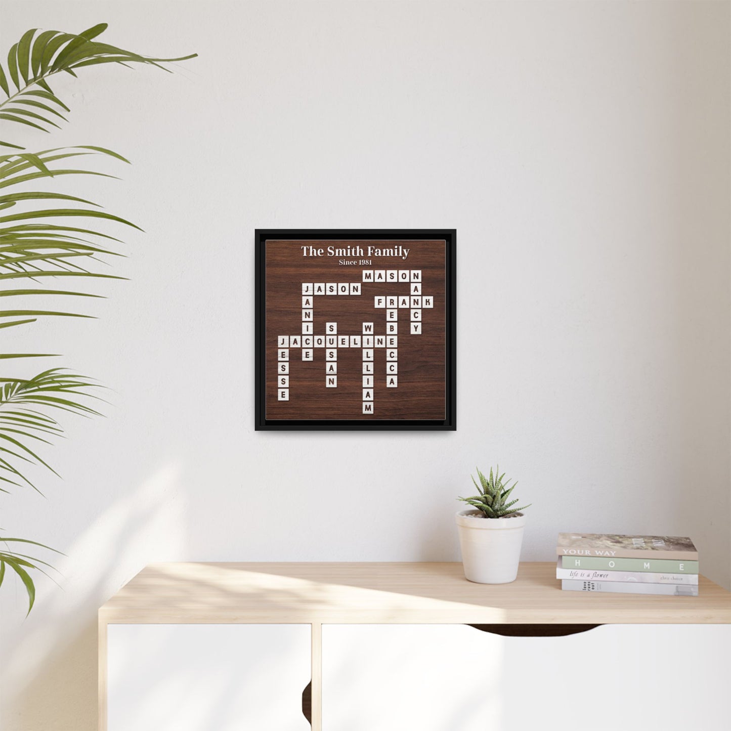 Personalised Scrabble Family Name Sign - Custom Family Tree Name Frame with Letter - Unique Scrabble Art Keepsake for Christmas, Weddings, Anniversaries & Family Gifts