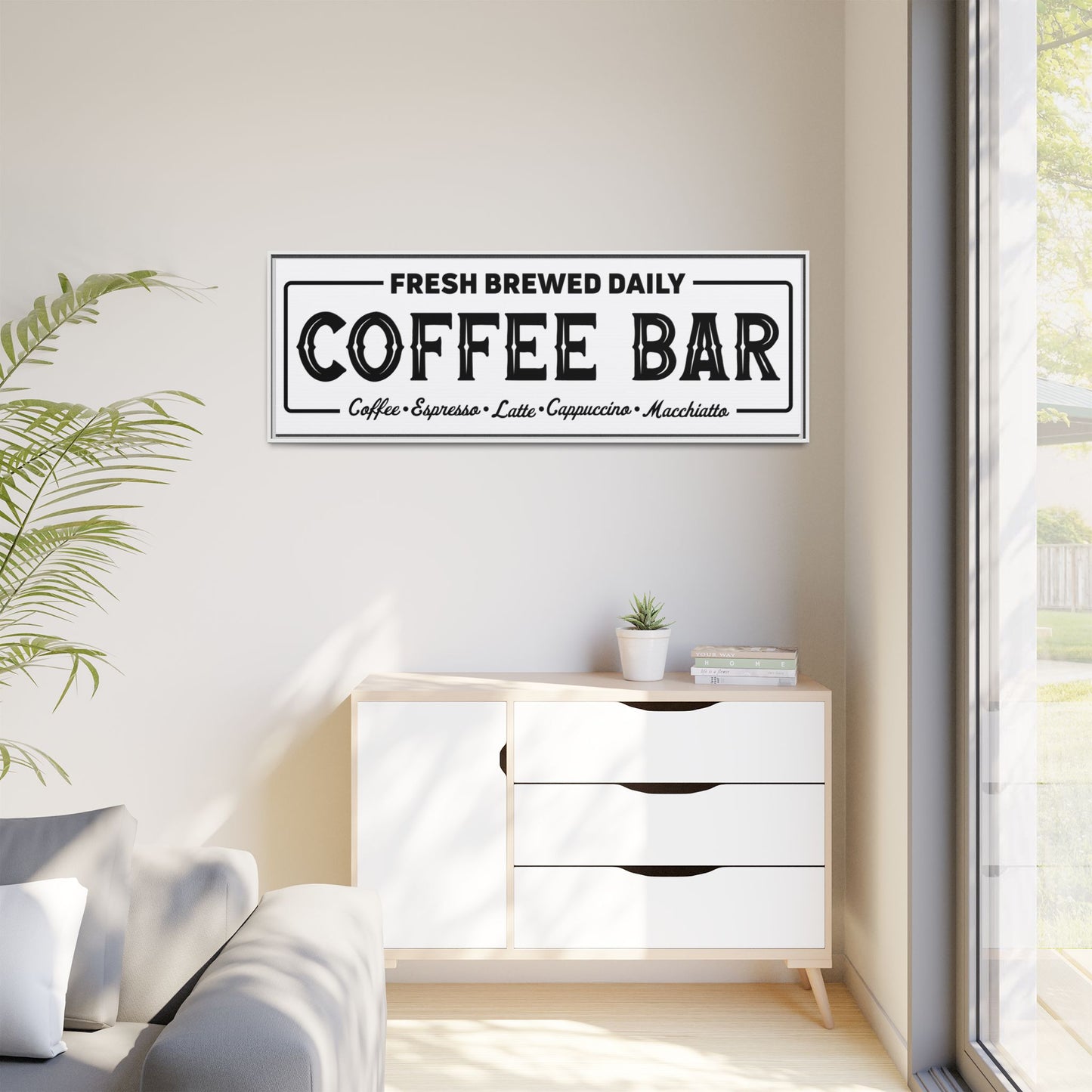 Personalized Coffee Bar Sign - Custom Canvas Wall Art - Rustic Kitchen Décor - Eco-Friendly Wall Art for Home, Café, or Office - Farmhouse Style Gift for Coffee Lovers