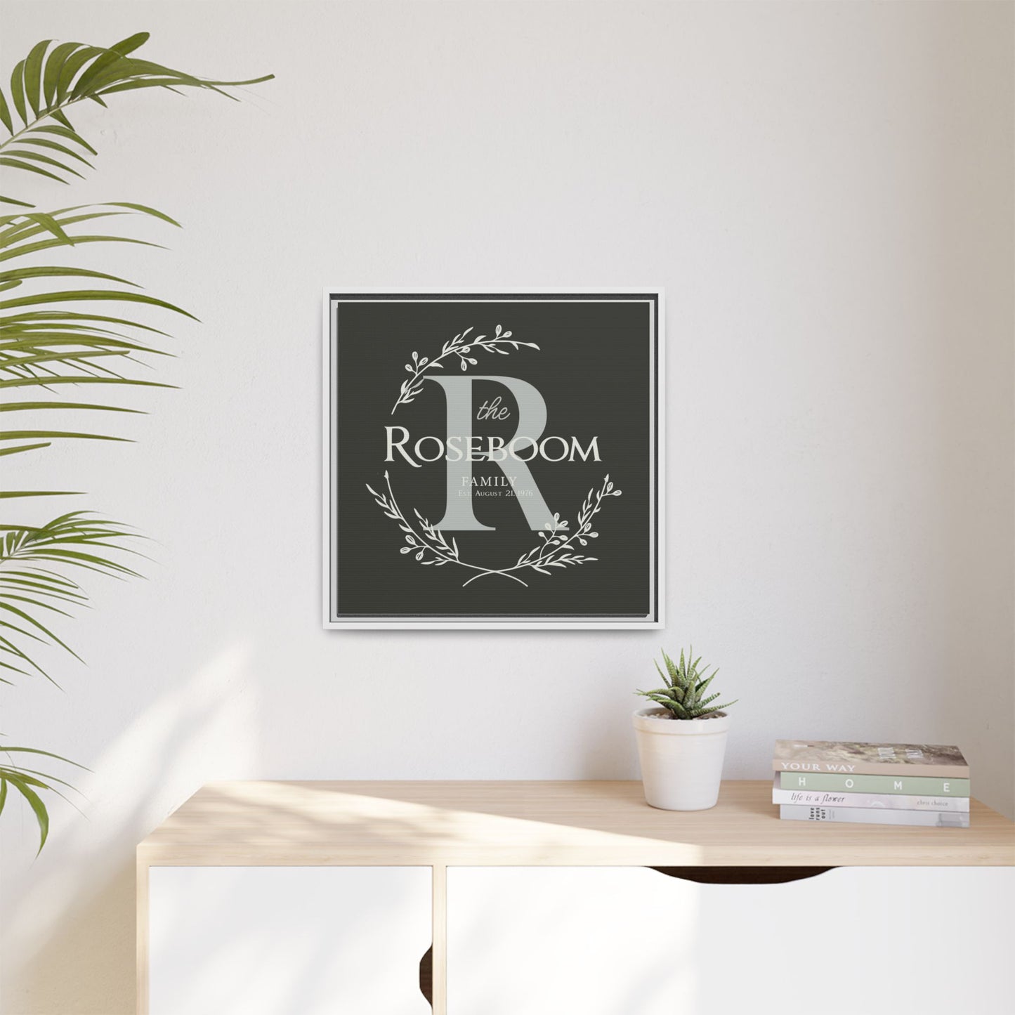 Personalized Monogrammed Wall Art - Custom Printed Wood Family Name Sign With Monogram Initial, Framed Wooden Last Name Sign for Home Decor, Wedding Gift, Anniversary, Housewarming, or Valentine’s Day