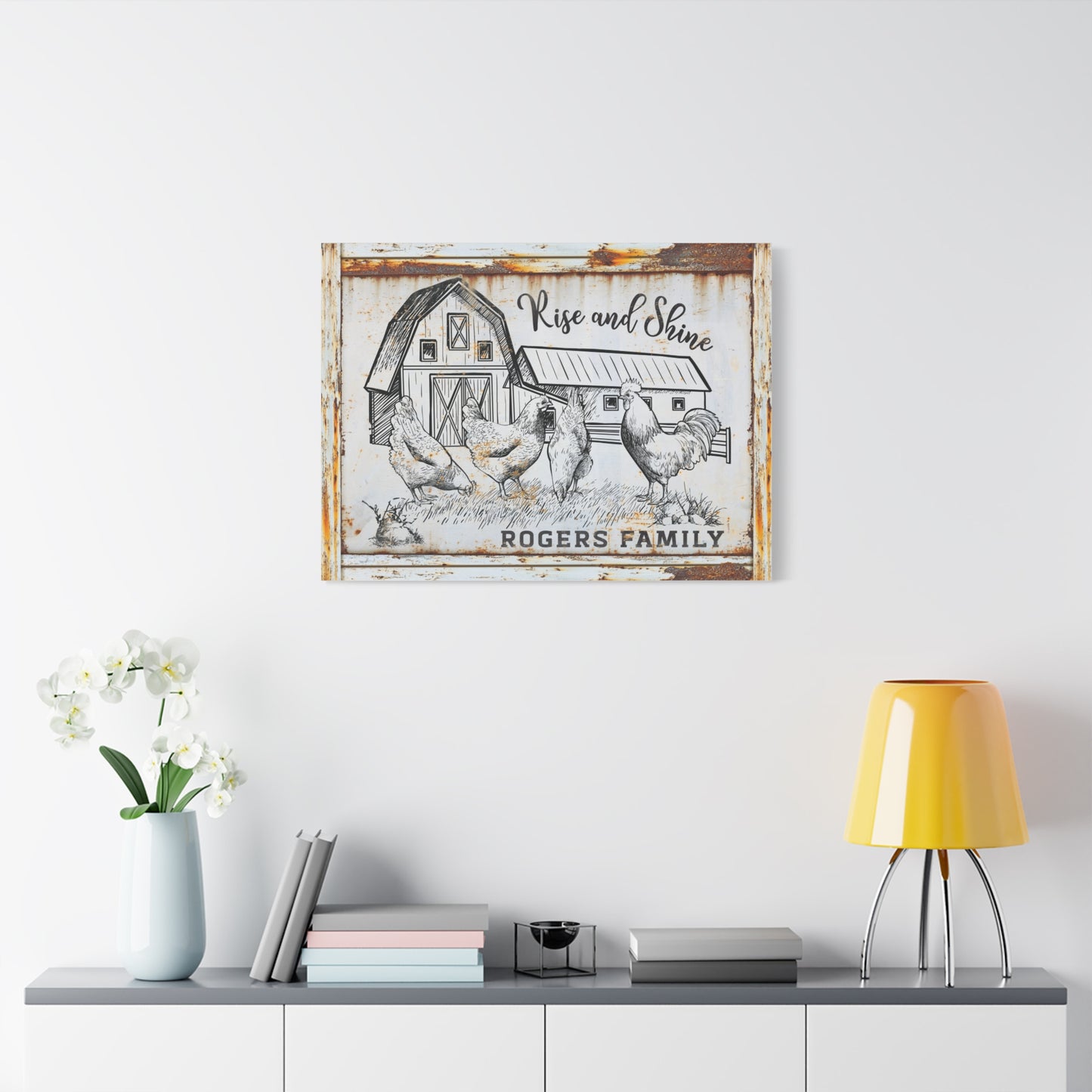 Personalized Farmhouse Sign – Custom Farmhouse Sign with Family Name – Unique Scottish Cattle Ranch Poster - Farmhouse Decor Prints - Floral Watercolor Cow Paintings