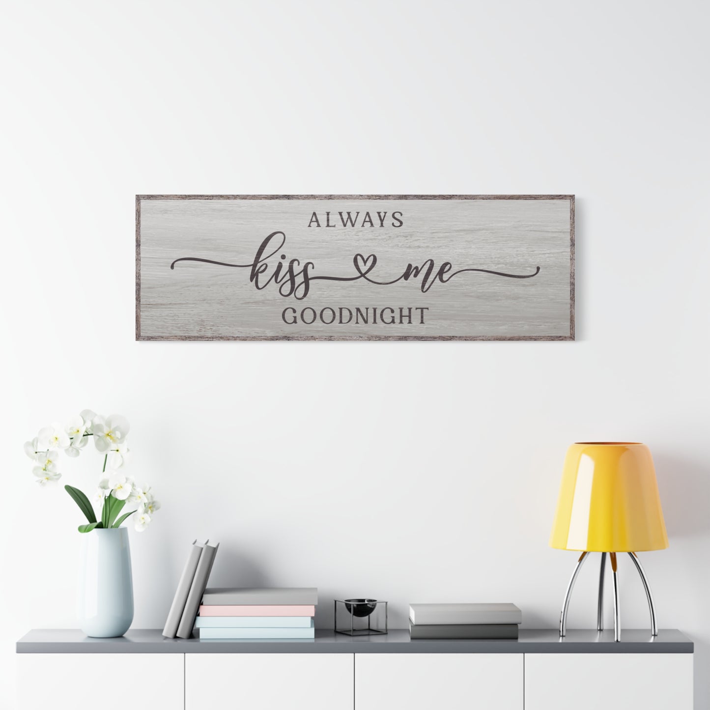 Personalized Goodnight Wall Sign - Custom Rustic Wooden Bedroom Decor, Vintage Style Romantic Quote, Custom Inspirational Wall Art for Couples
