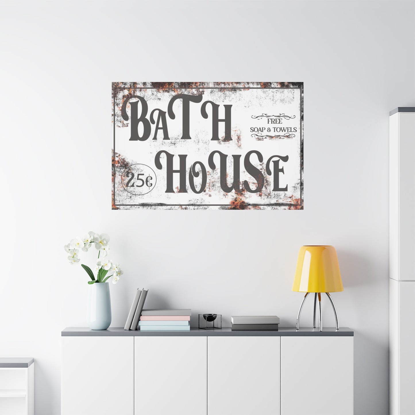 Personalized Bathroom Sign - Custom Modern Farmhouse Bath House Wall Decor, Rustic Vintage Style Bath Tub Sign, Bathroom Art, Shabby Chic & Country Home Gift
