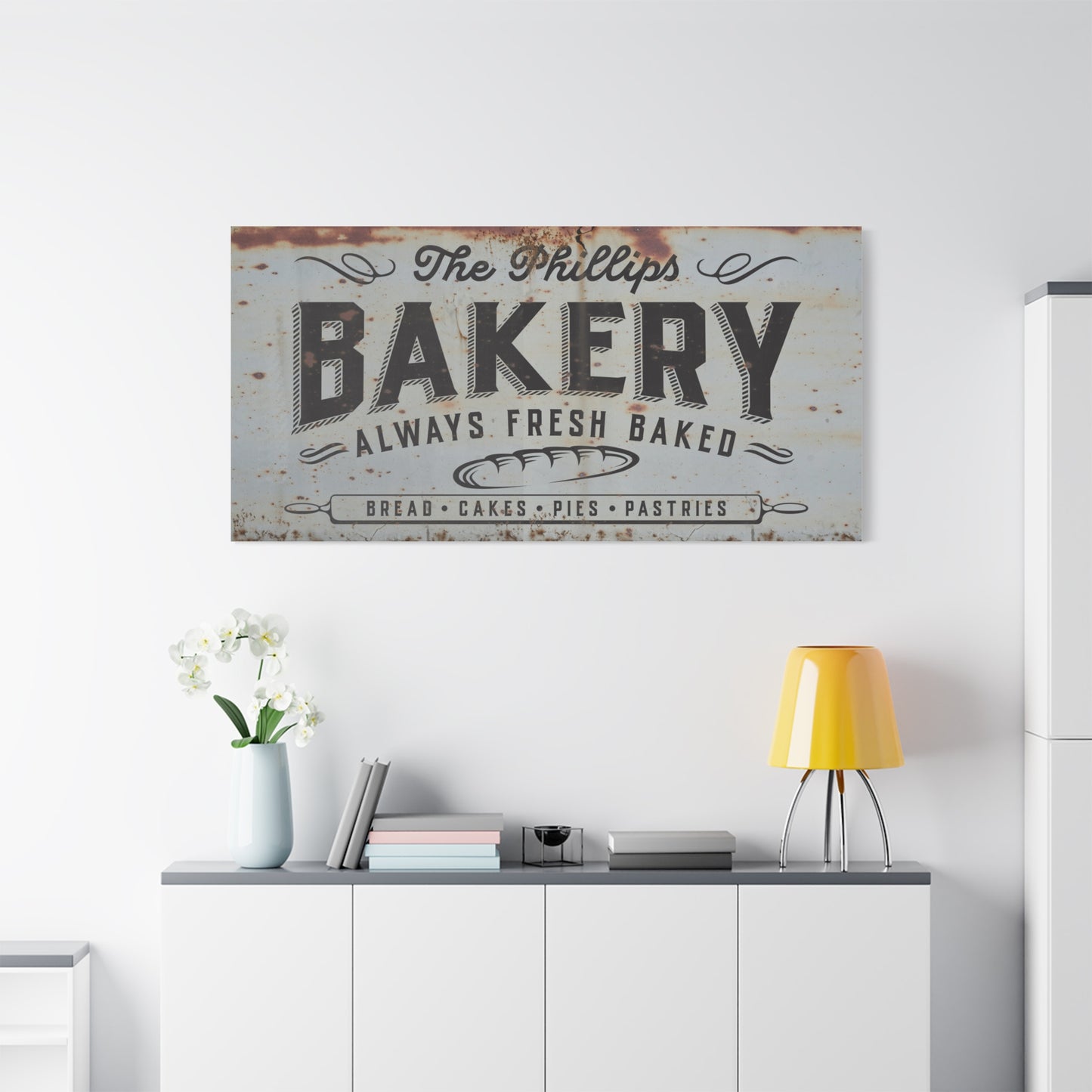 Pesonalized Rustic Farmhouse Bakery Sign - Custom Vintage Wooden Kitchen Decor - Fresh Bread, Pies & Cakes - Wall Art for Bakers, Farmers & Baking Lovers