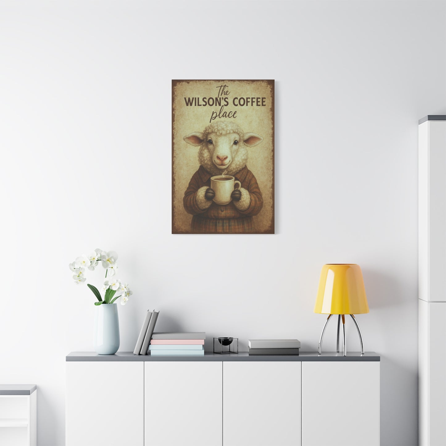 Custom Rustic Cow Coffee Bar Sign - Personalized Wall Art for Coffee Station - Fluffy Scottish Cow Coffee Bar Sign - Coffe Shop Sign Wall Art