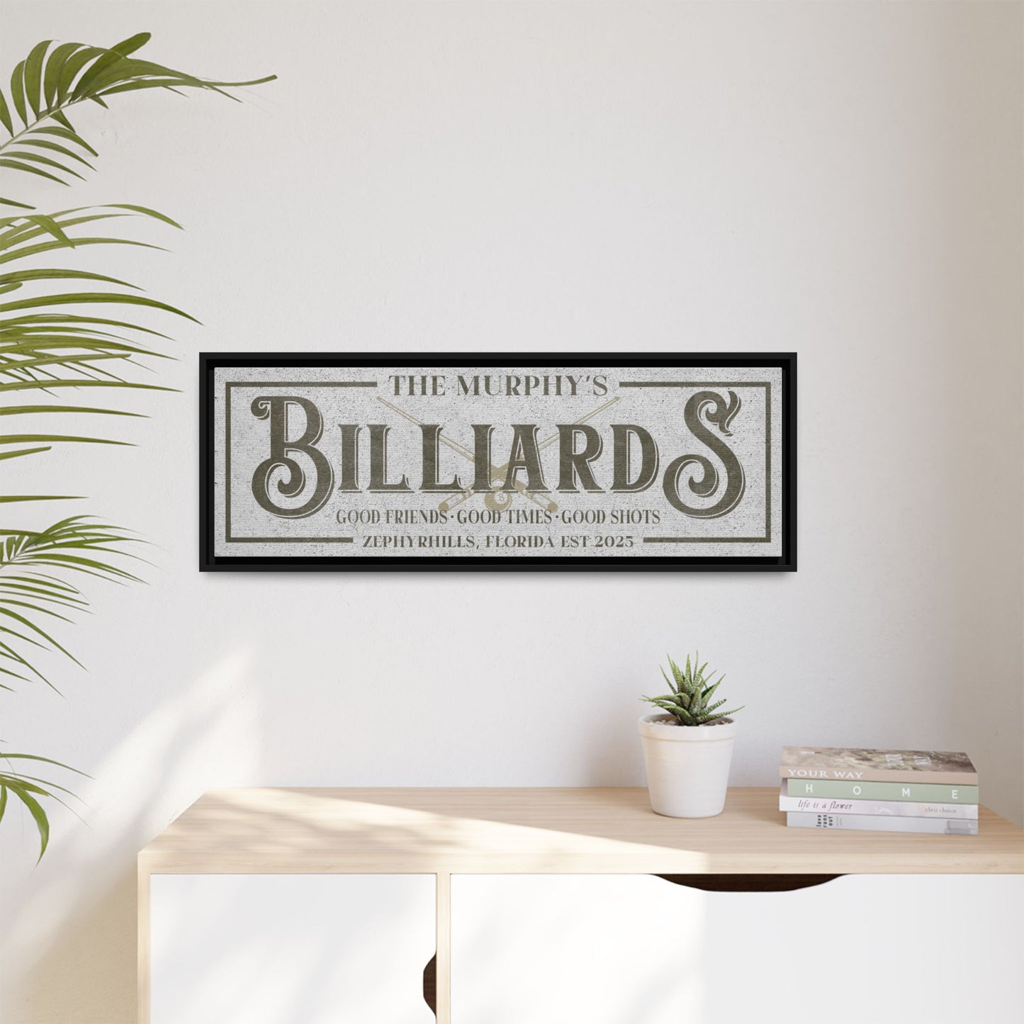 Personalized Billiards Sign - Custom Modern Farmhouse Pool Hall Wall Art, Billiards Decor for Game Room, Man Cave, Bar, and Father's Day Gift - Customizable Family Name or Custom Outdoor Sign