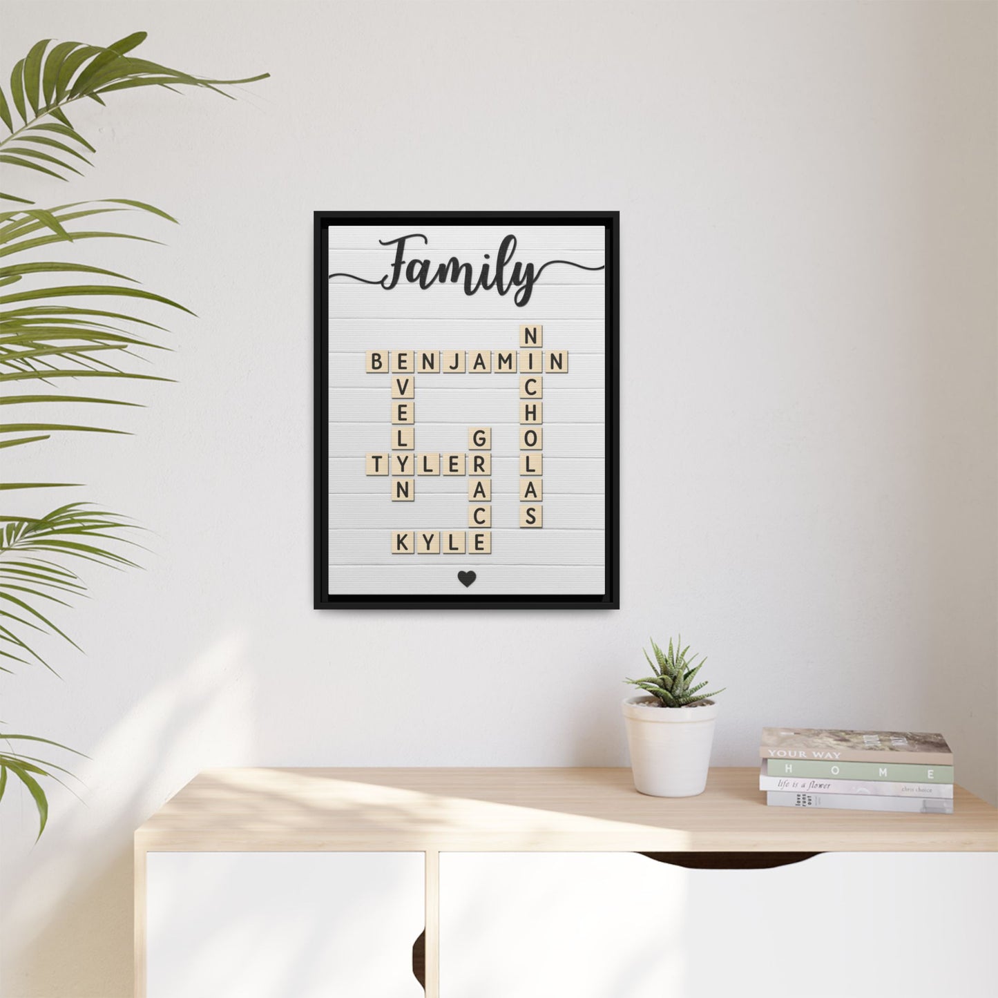 Personalized Family Name Scrabble Wall Art - Custom Wooden Name Frame - Crossword Scrabble Name Sign for Home Décor, Anniversary & Family Gift