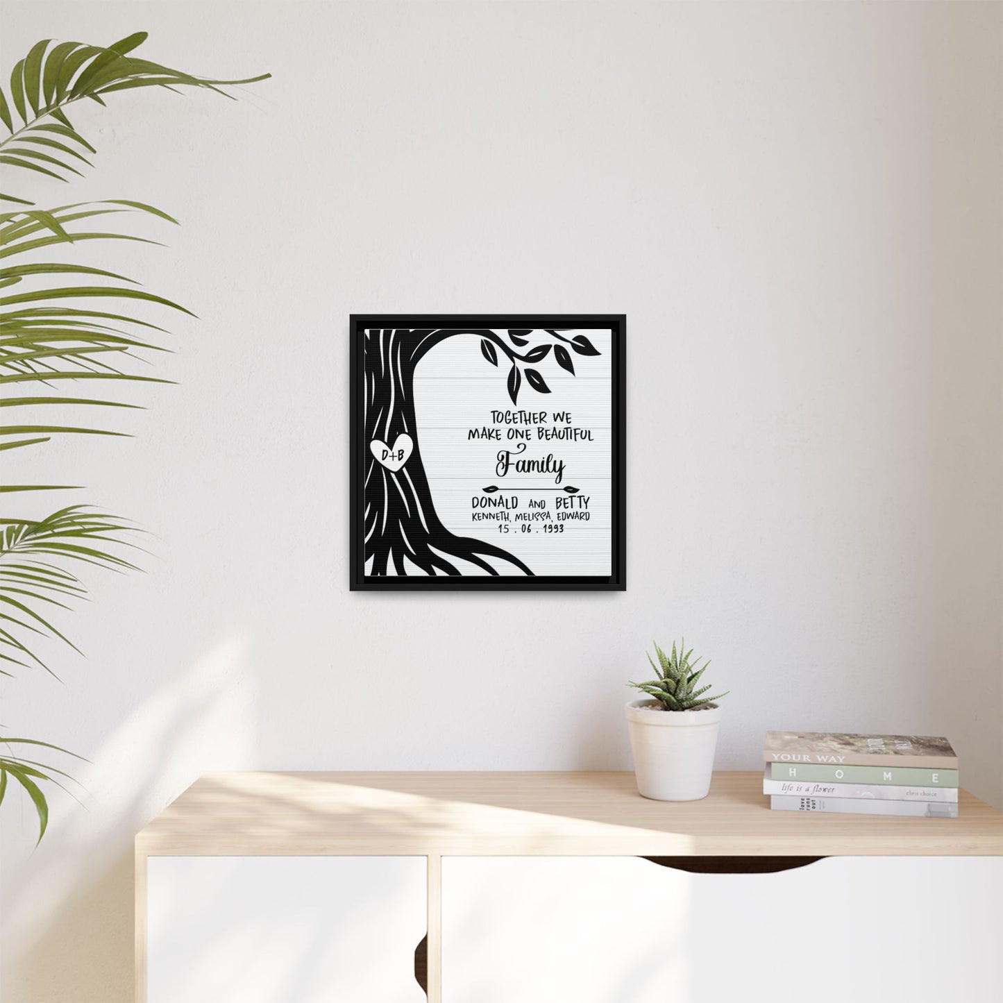 Custom Family Tree Sign - Personalized Family Tree Template, Ancestral Pedigree & Genealogy Chart Wall Art -Adoption Quote - Second Marriage Decor