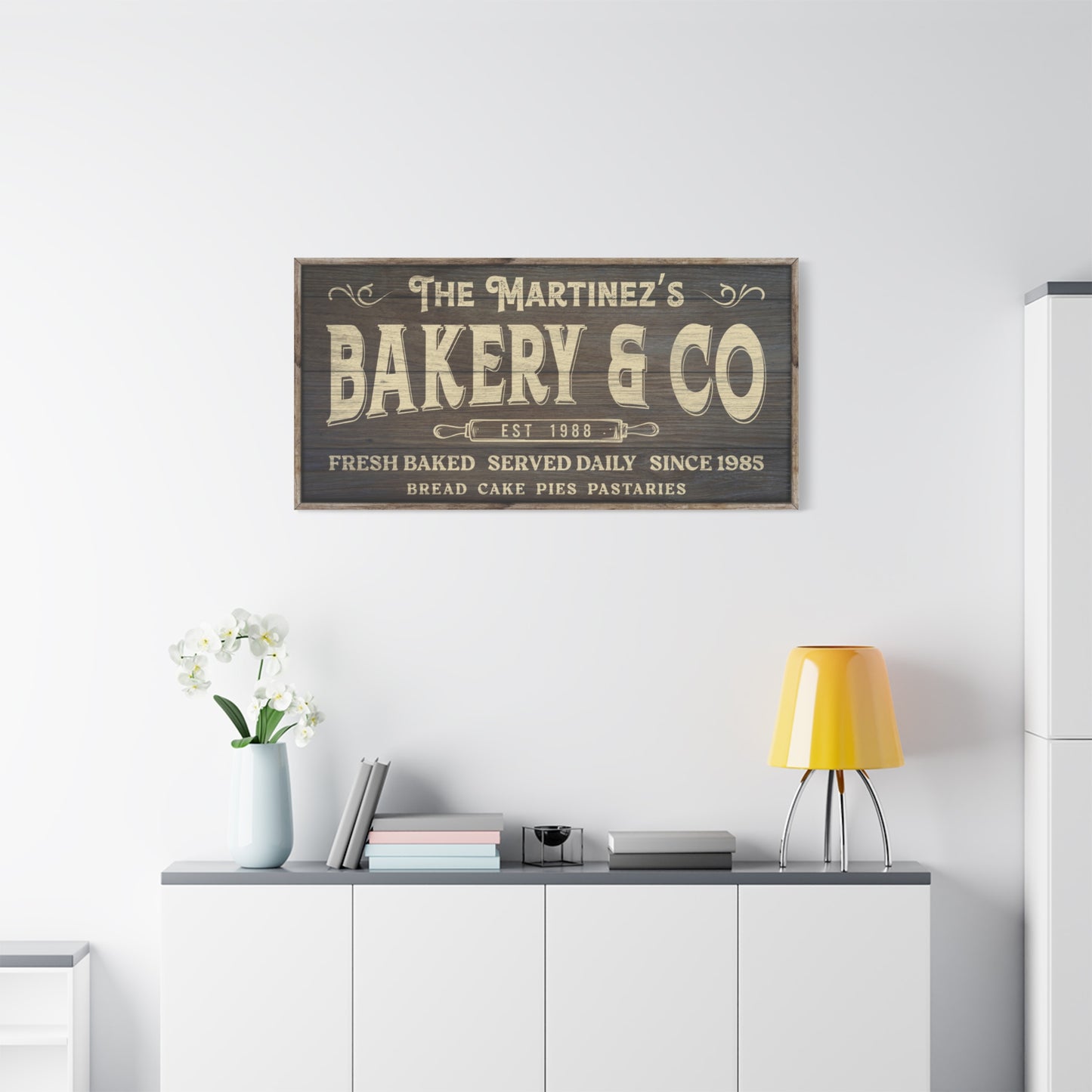 Personalized Baked Goods Sign - Fresh Daily Bakery Decor - Custom Kitchen Name Sign - Rustic Vintage Bake Shop Sign - Homemade Pies & Cakes Wall Decor - Premium Quality Bakery Sign