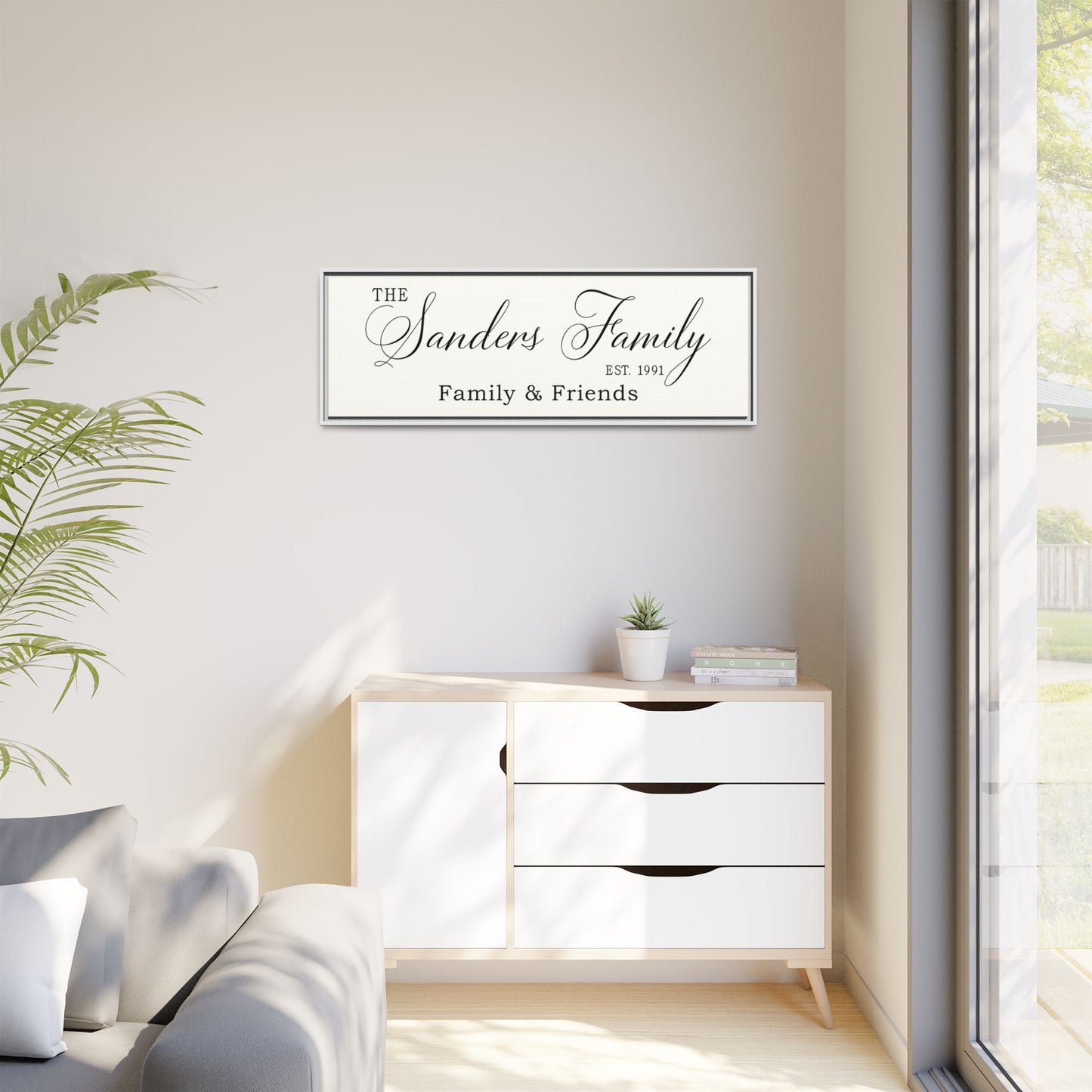 Personalized Family Name Sign with Kids' Names - Custom Framed Last Name Wall Art for Minimalist Birthday Calendar & Celebrations - Fully Assembled Perpetual Family Gift