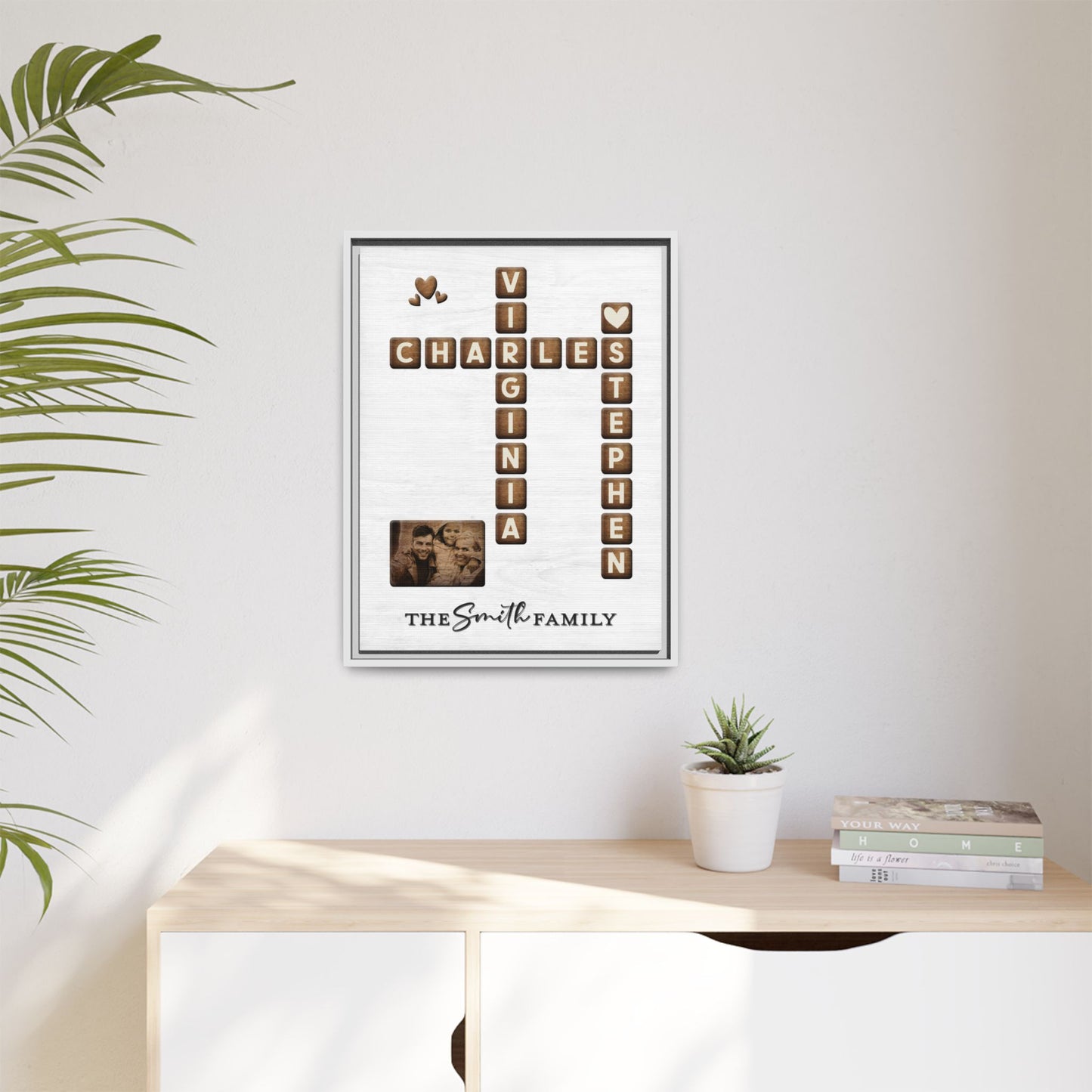 Personalized Family Name Sign Scrabble - Custom Family Name Scrabble Wall Art - Wooden Textured Family Keepsake Poster - Unique Home Décor & Gift