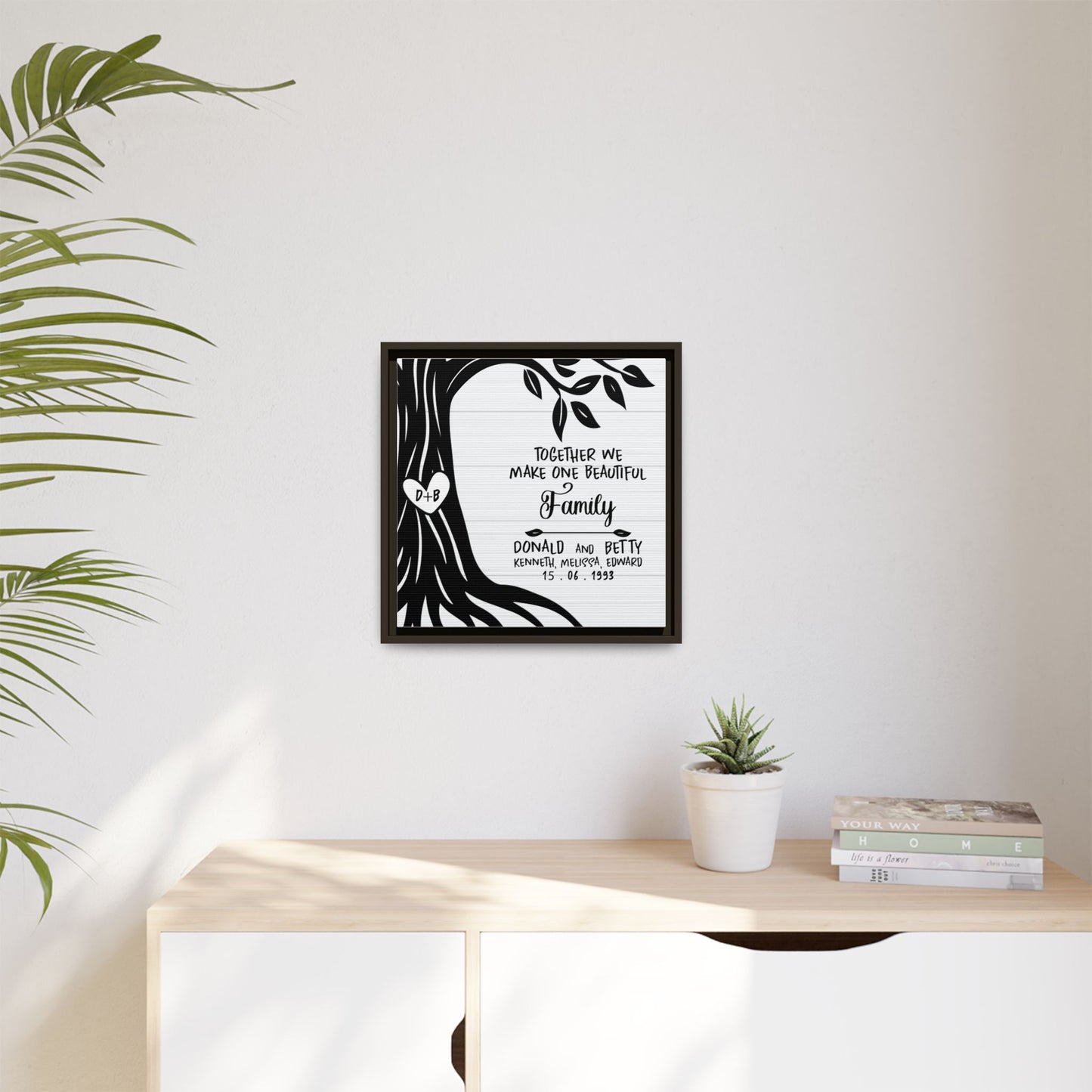Custom Family Tree Sign - Personalized Family Tree Template, Ancestral Pedigree & Genealogy Chart Wall Art -Adoption Quote - Second Marriage Decor