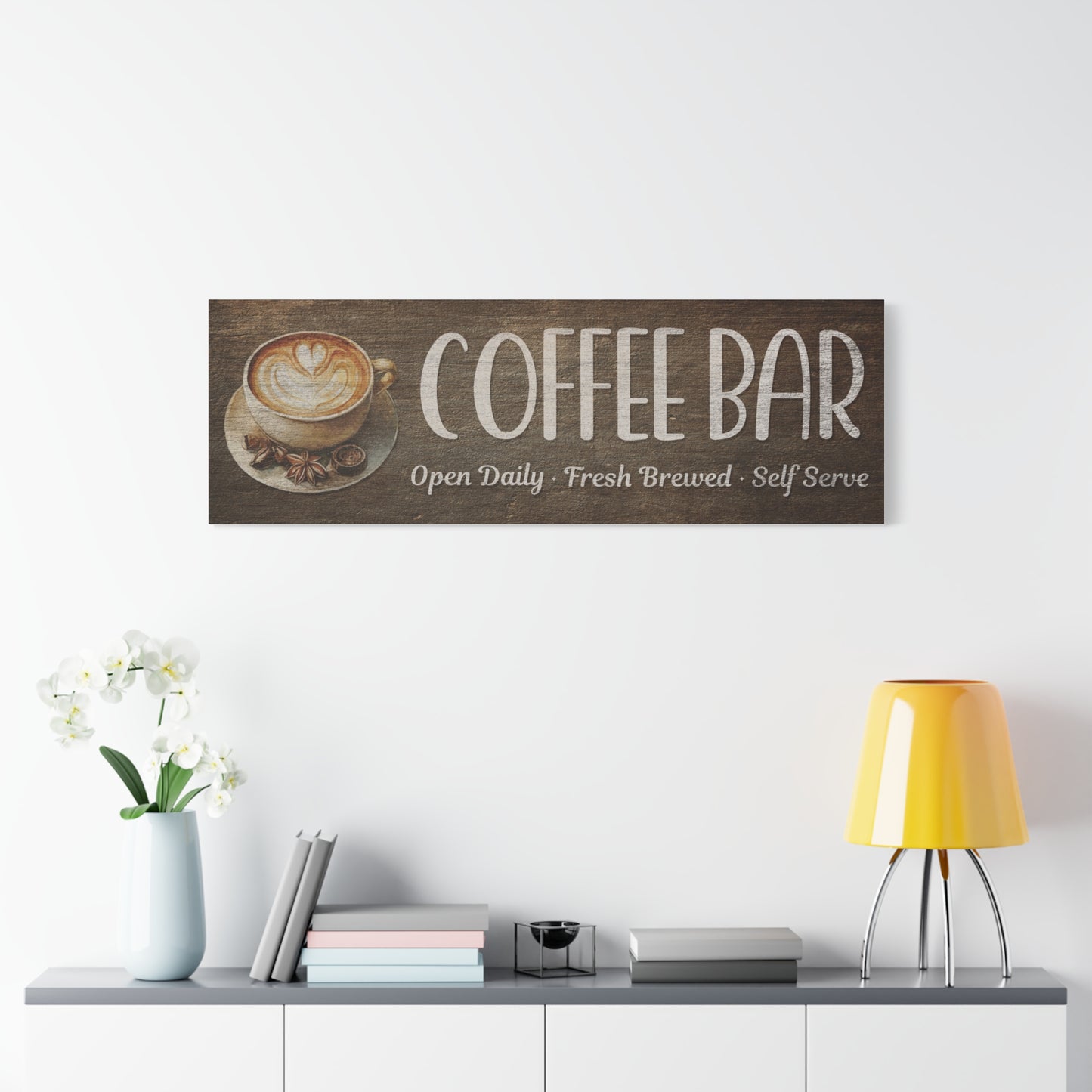 Personalized Coffee Bar Sign - Custom Fresh Brewed Wall Decor for Kitchen or Coffee Station - Rustic Coffee Sign - Lightweight Decorative Plaque for Coffee Bar