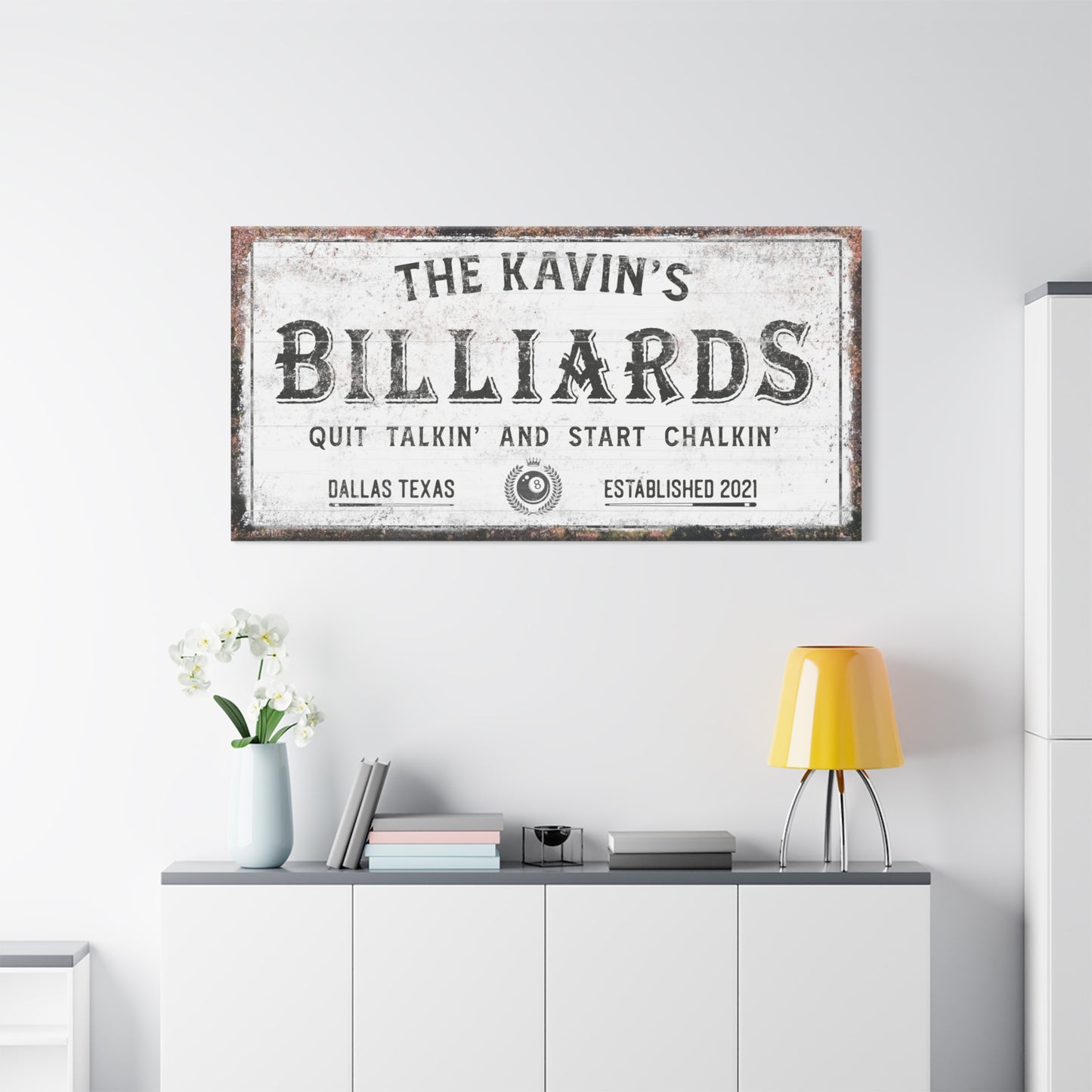 Personalized Billiards Sign - Tailored Canvases Billiards Decor, Room Accessories, Personalized Pool Hall Wall Art, Canvas Decoration for Men, Him, Boys for Bar, Outdoor, Patio