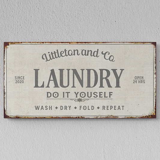 Personalized Laundry Room Signs | Custom Rustic, Vintage, Farmhouse, Retro Laundry Decor | Chic Wall Art, Utility Room Prints & Iron Door Signs