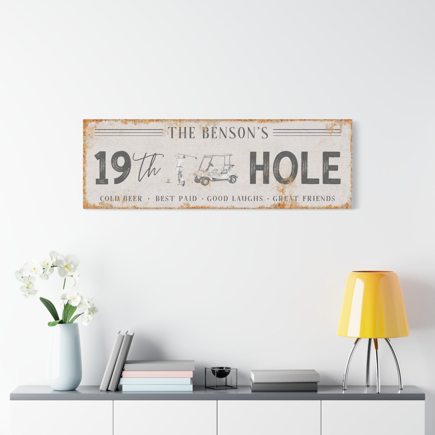 Personalized 19th Hole Sign - Custom Golf Wall Decor | Unique Golf Gifts for Men, Dad, Husband - Man Cave, Basement Bar, Outdoor - Golfing Decor & Sports Monogram - Perfect Housewarming Gift - Golf Club Wall Art & Custom Sign