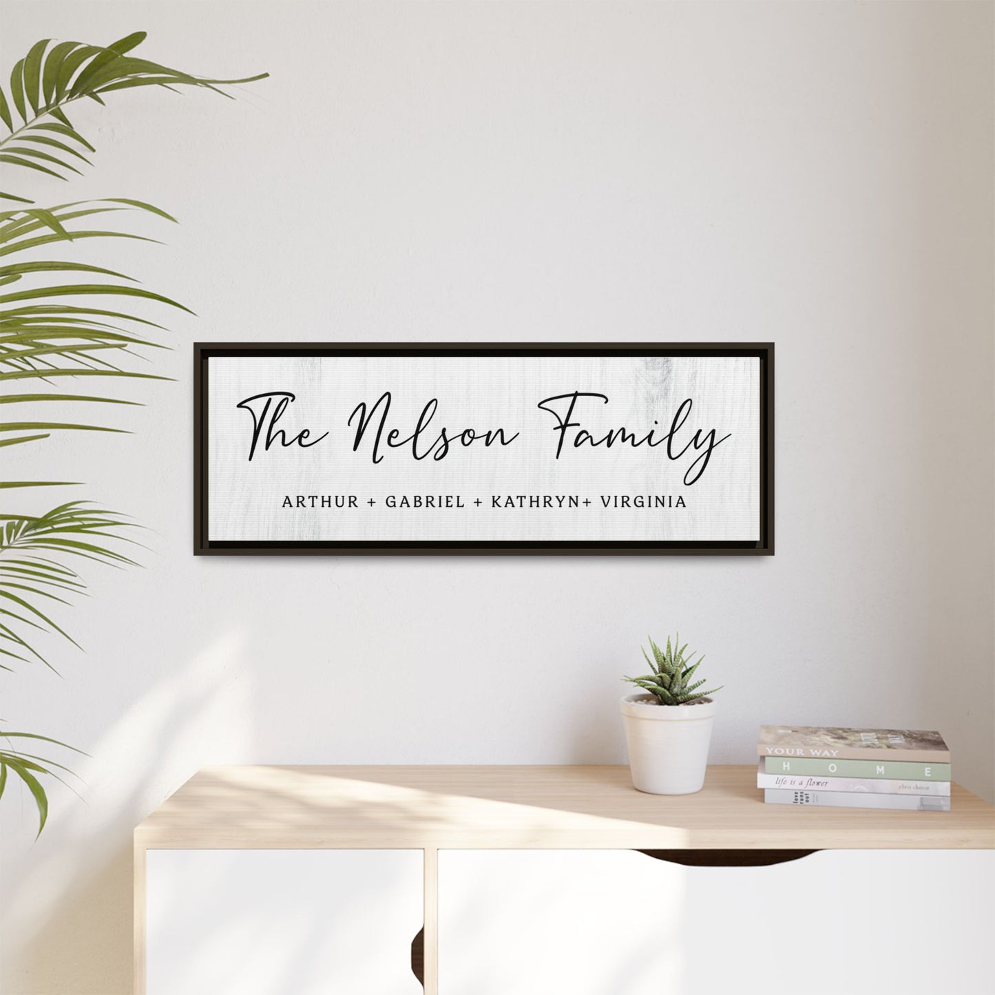 Custom Family Name Sign with Kids Names -Personalized Family Name Sign with Pinewood Frame - Last Name Wall Art for Anniversary or Wedding Gift