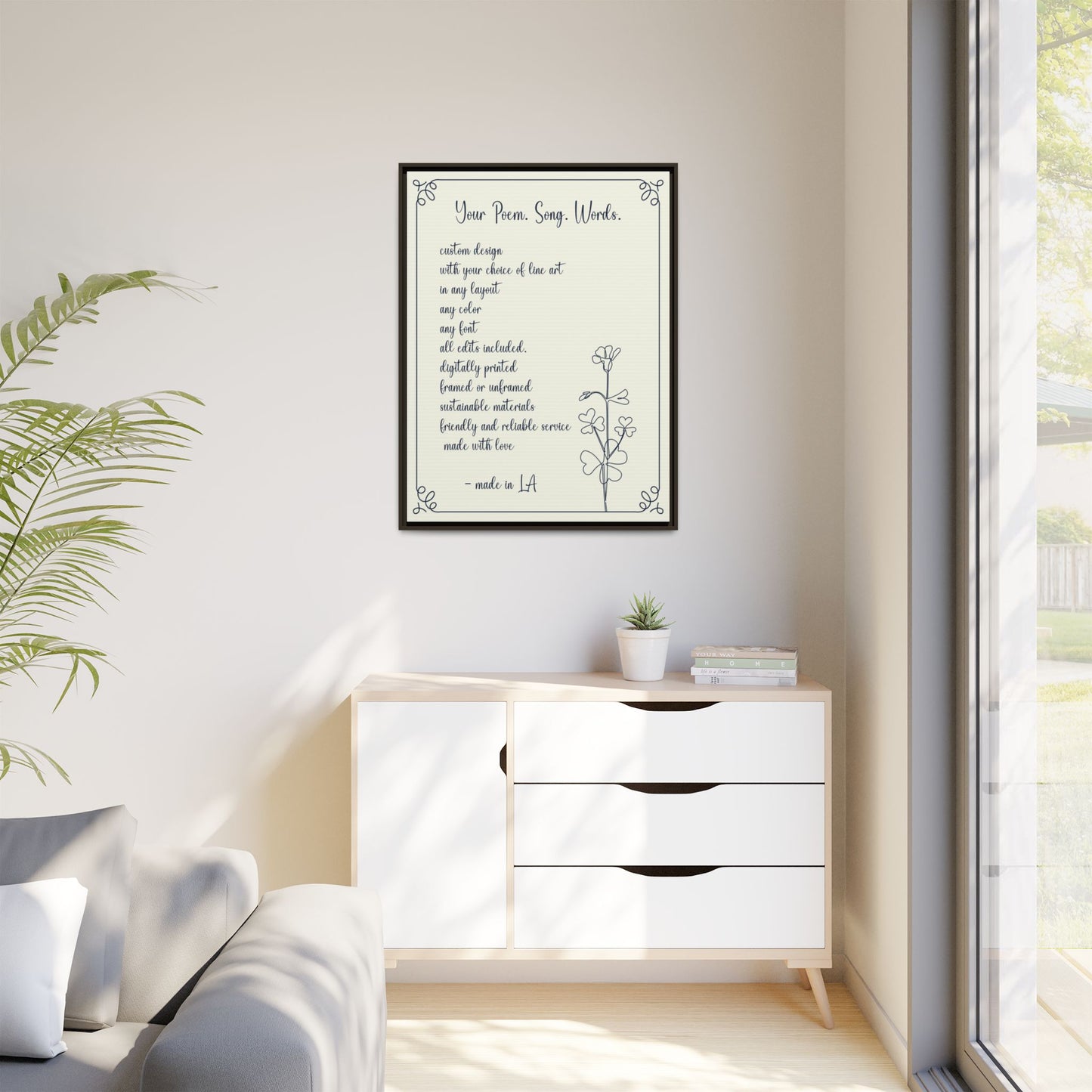 Custom Home Quotes Signs - Personalized Wall Art, Foil Poster or Framed Print with Your Text, Poem, Song Lyrics, Typography Art, Custom Gift for Home, Office, Therapy, Classroom, Counselor, or Social Worker Decor