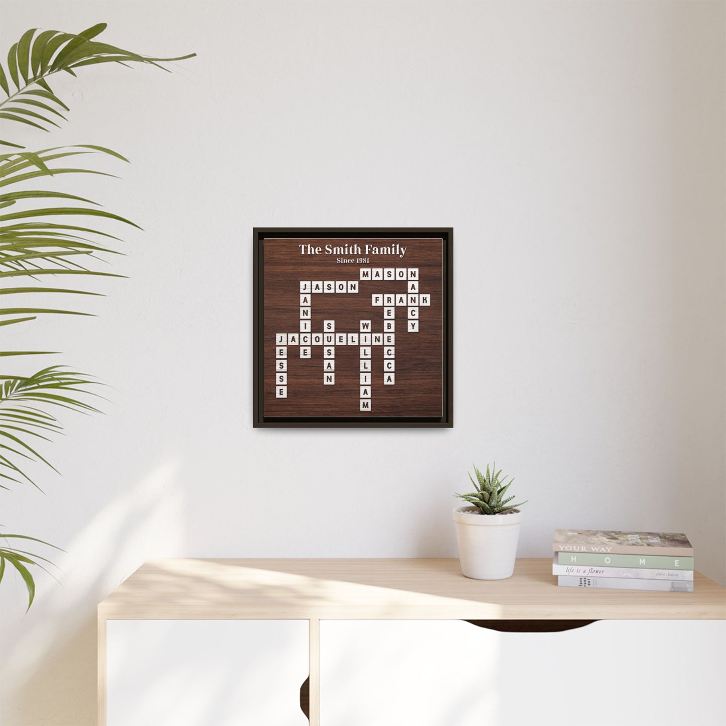 Personalised Scrabble Family Name Sign - Custom Family Tree Name Frame with Letter - Unique Scrabble Art Keepsake for Christmas, Weddings, Anniversaries & Family Gifts
