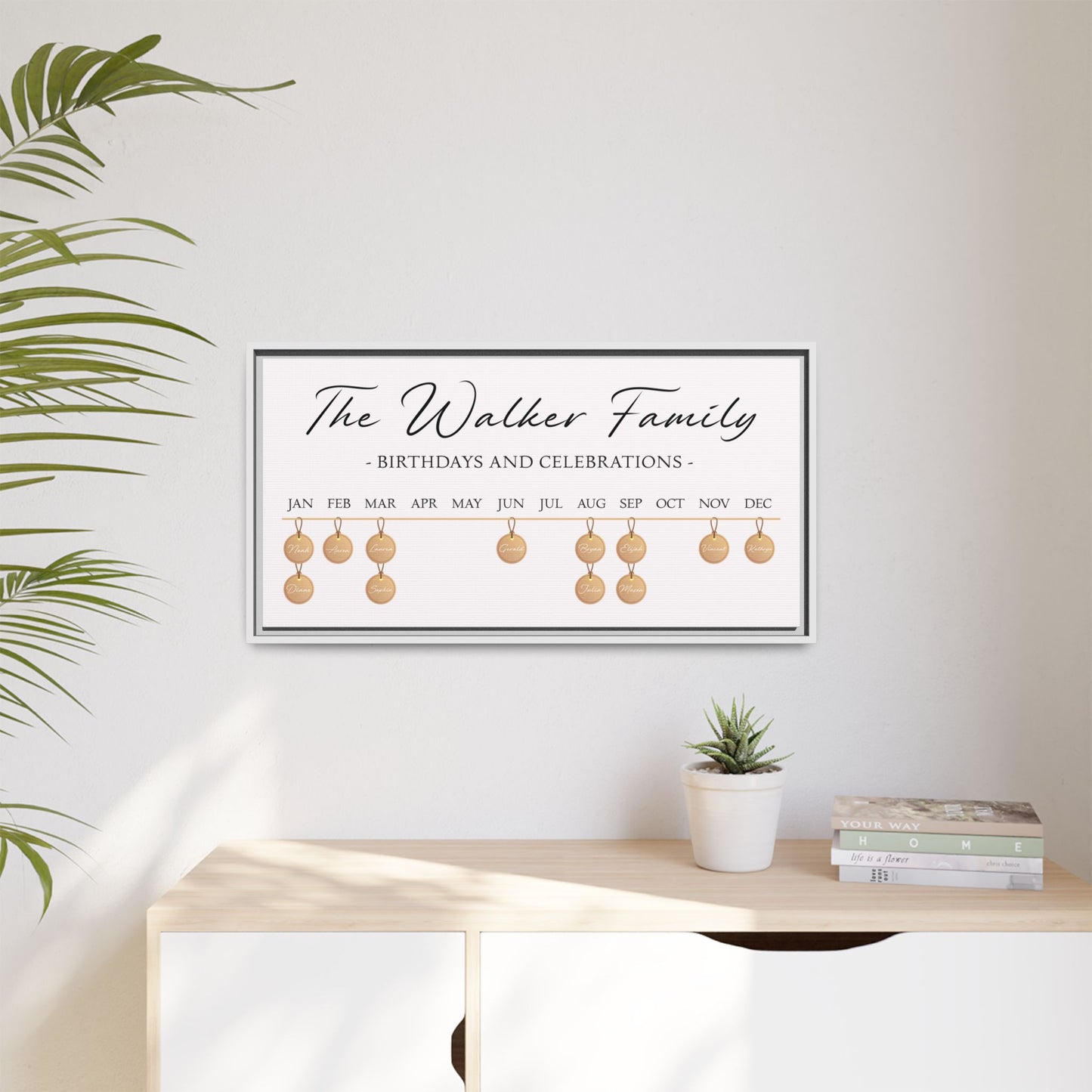 Personalized Family Name Sign with Kids Names | Custom Sign Boards for Family Birthdays and Celebrations | Kids Birthday Calendar Sign