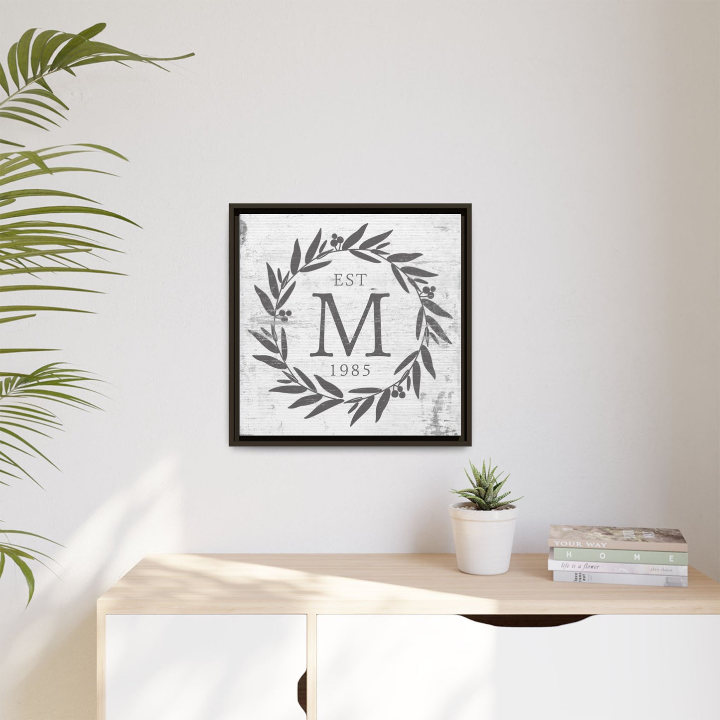 Personalized Monogram Family Last Name Sign - Custom Wall Art with Established Date for Home Décor, Wedding Gift, Farmhouse Style, Entryway or Living Room