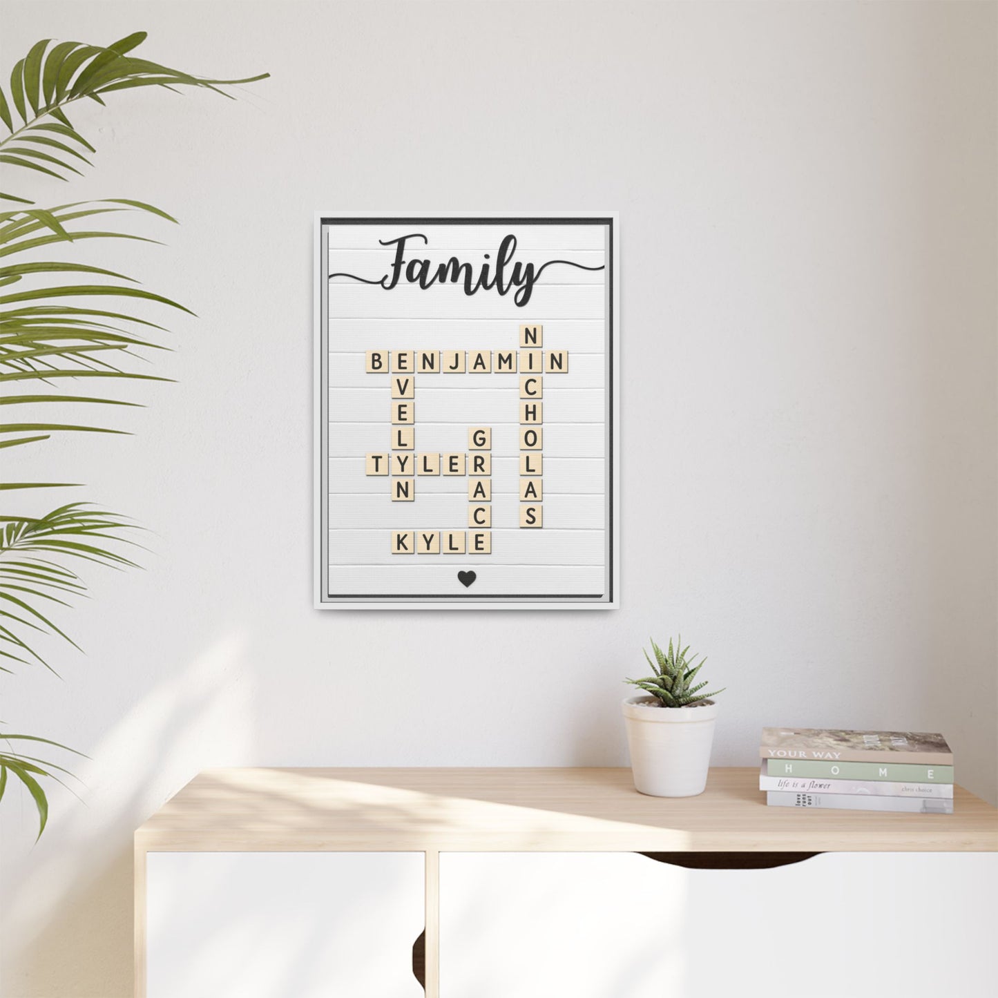 Personalized Family Name Scrabble Wall Art - Custom Wooden Name Frame - Crossword Scrabble Name Sign for Home Décor, Anniversary & Family Gift