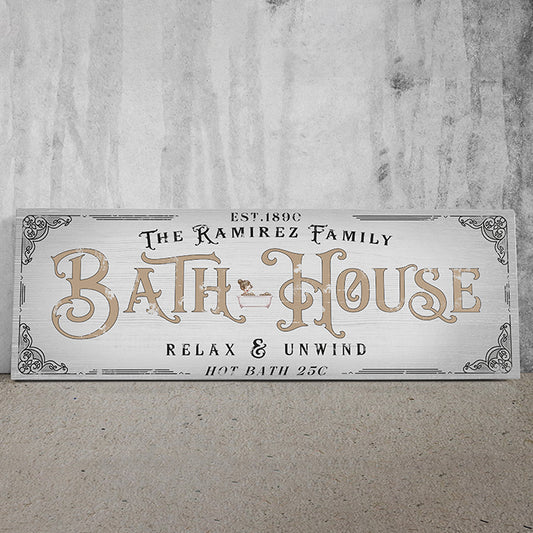 Personalized Bathroom Sign | Family Name Bathtub Sign | Relax, Unwind, Soak Bathroom Wall Art | Farmhouse Bathroom Printable | Bath Decor for Home, Yard, Pool, & Shop| Unique Gift Idea