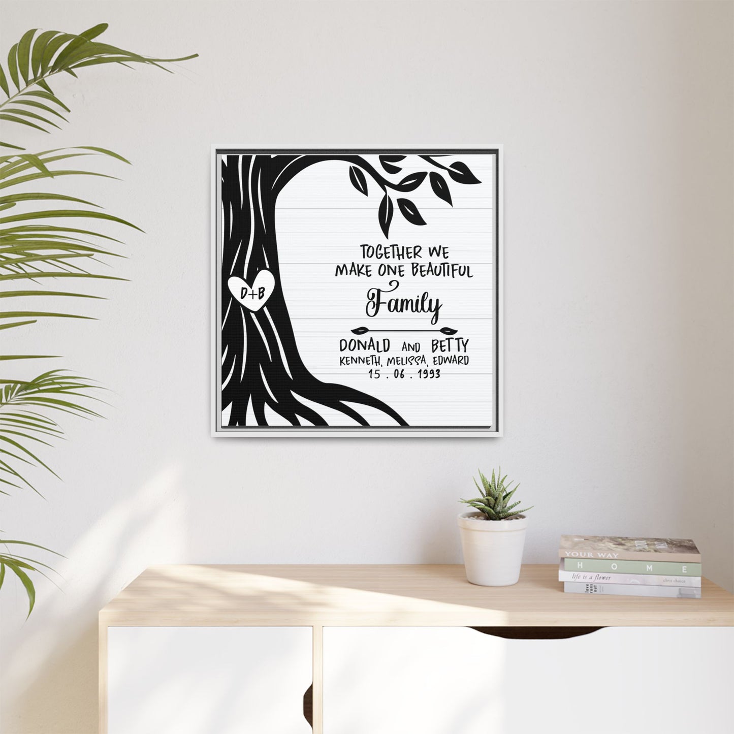 Custom Family Tree Sign - Personalized Family Tree Template, Ancestral Pedigree & Genealogy Chart Wall Art -Adoption Quote - Second Marriage Decor