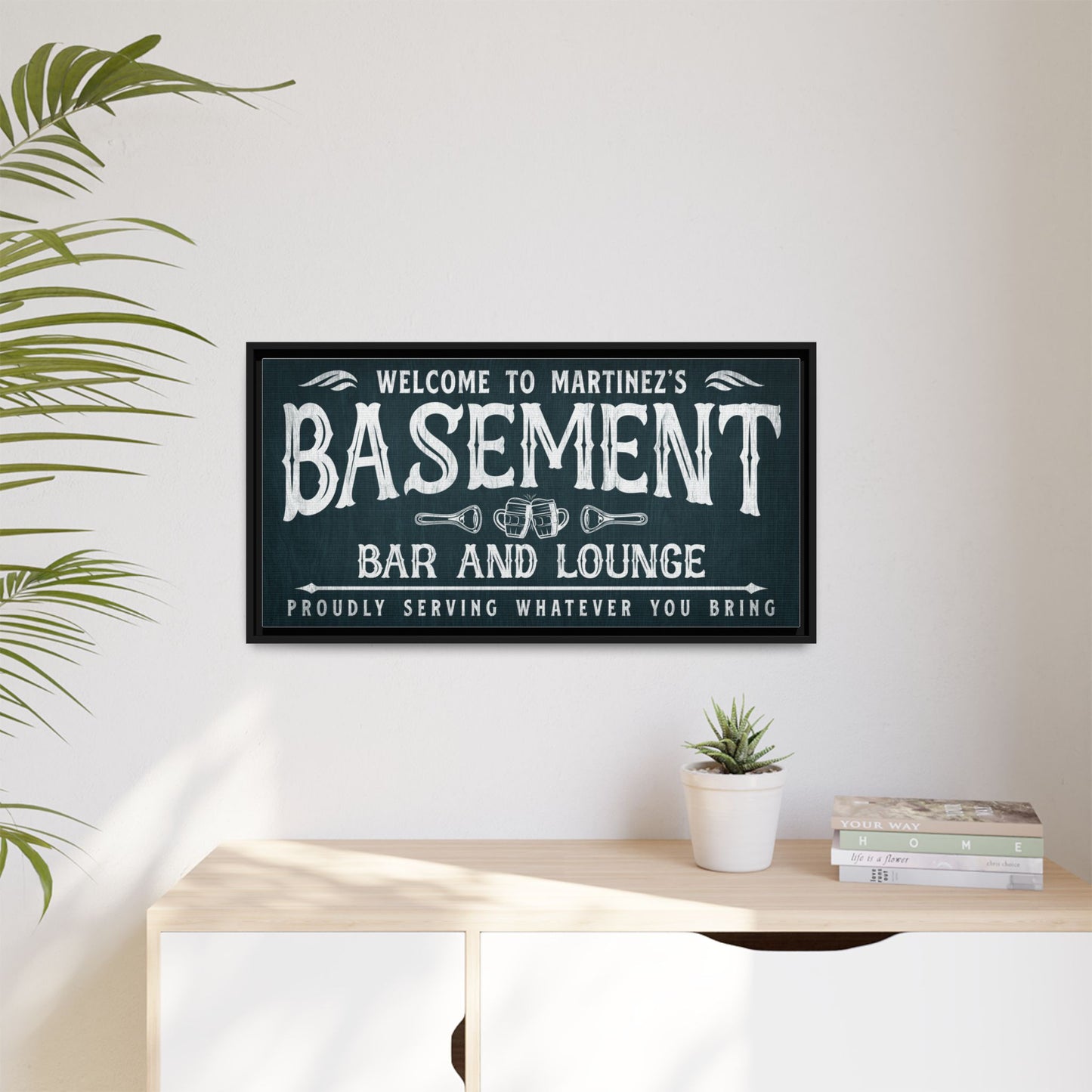 Personalized Basement Bar and Lounge Sign | Vintage Bar Sign | Home Pub & Man Cave Decor | Custom Hanging Bar Sign | Cocktail Menu & Wall Art