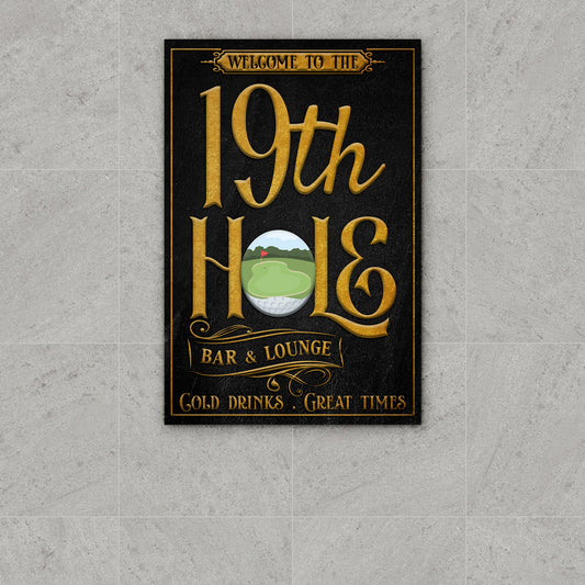 Personalized 19th Hole Signs - Custom 19th Hole Signs - Modern Golf Club Wall Art - Farmhouse Golfing Canvas - Clubhouse Decoration Art