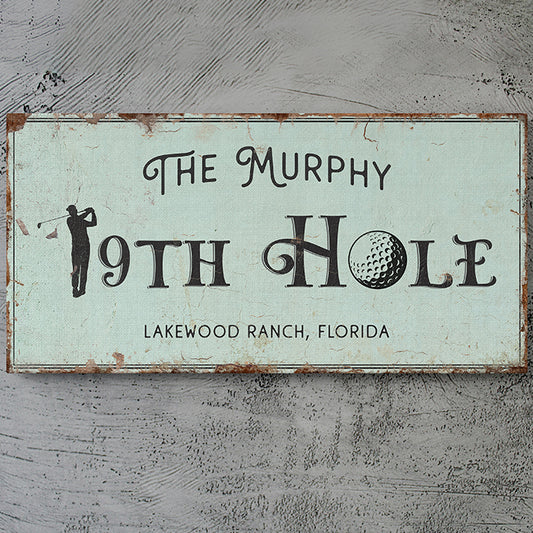 Personalized 19th Hole Signs - Custom Golf Wall Decor | Golf Gifts for Men, Dad, and Husband | Unique Golf Wood Sign for Man Cave, Basement Bar, or Outdoor Display | Custom Golf Gifts and Sports Monogram Decor