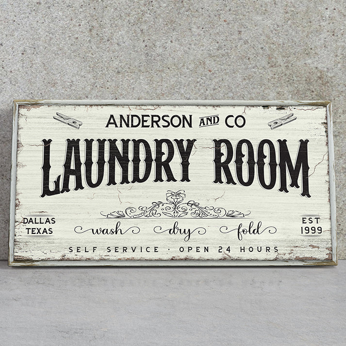 Personalized Laundry Room Signs - Custom Funny & Stylish Laundry Room Decor, Farmhouse Laundry Signs, Wash Symbols, Stain Removal, Wash Machine, Store Window Display