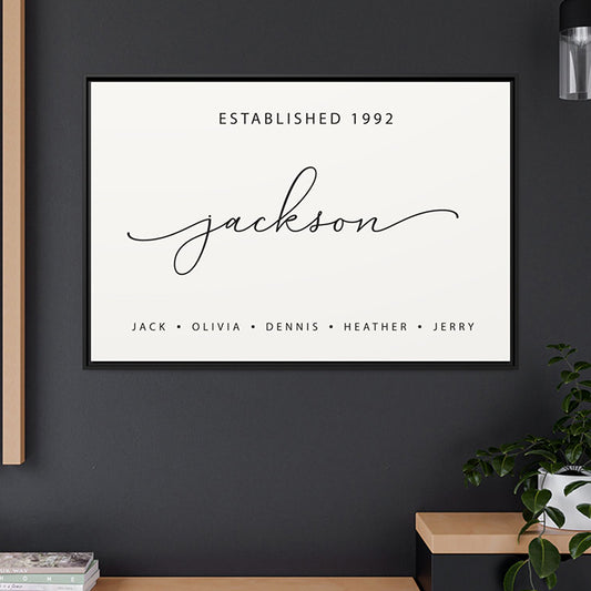 Family Last Name Sign with Established Date – Custom Last Name Wall Art for Weddings, Housewarming, and Living Room Decor
