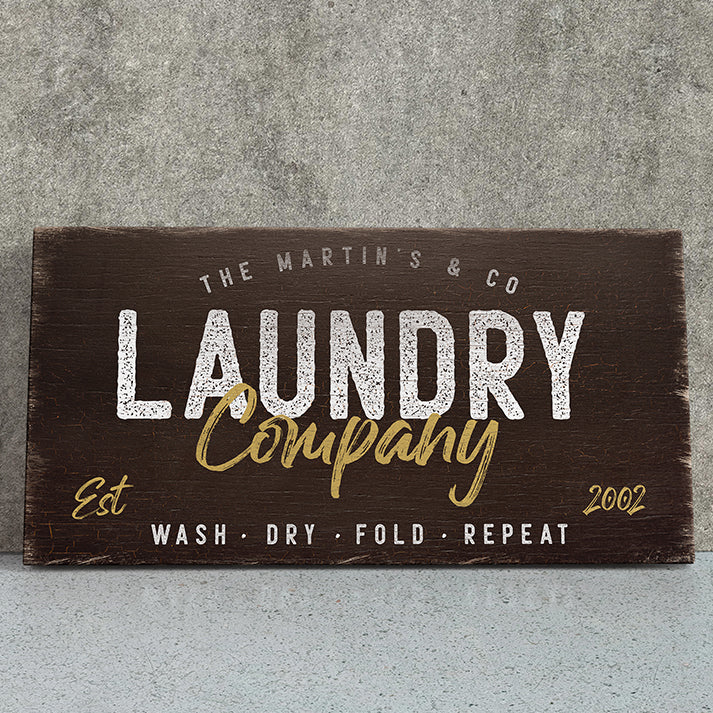 Customizable Laundry Room Sign - Personalized Unique Laundry Decor, Service Signs, Farmhouse Style Wall Art, Personalized Gift for Moms, Housewarming, and Home Decor, Wash, Dry, Fold, Repeat