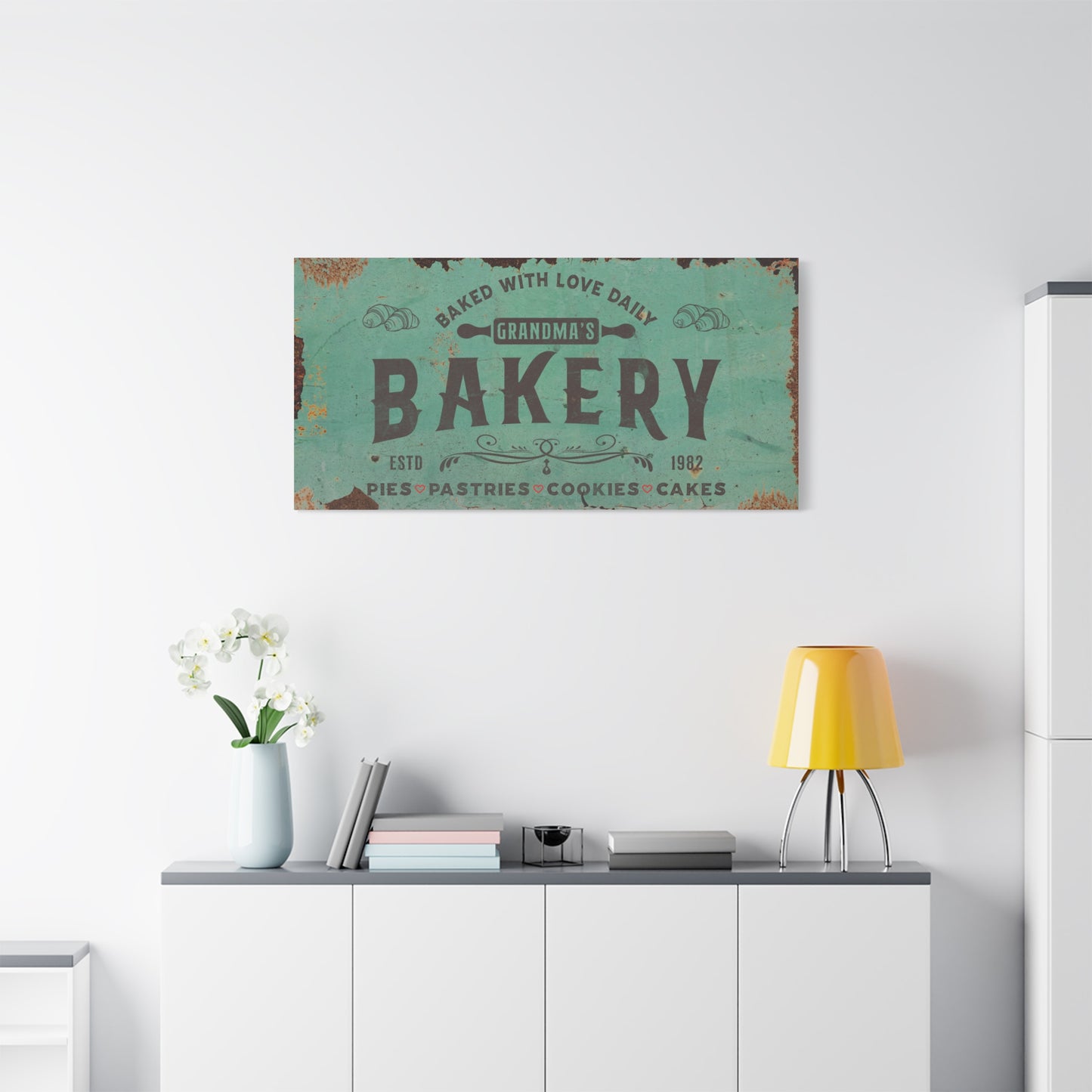 Custom Bakery Sign – Personalized Bake Shop Open Sign, Vintage Rustic Kitchen Decor, Premium Quality Bakery Wall Art, Custom Baking Gift for Bakers, Beach House & Farmhouse Kitchen Decoration
