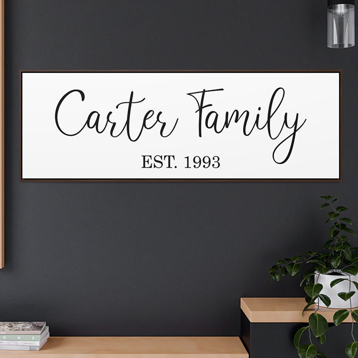 Family Last Name Canvas, Wedding Gift, Established Familiy Date Sign, Canvas Decor, Wall Decor