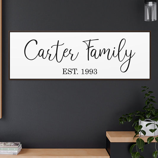 Family Last Name Canvas, Wedding Gift, Established Familiy Date Sign, Canvas Decor, Wall Decor