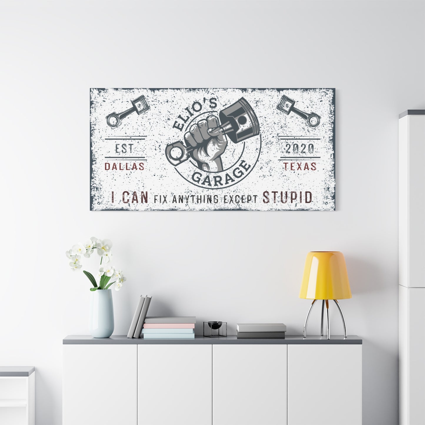 Personalized Vintage Garage Sign – Custom Name Plaque for Dad’s Man Cave, Classic Car Decor, Mechanic Workshop, Motorcycle Wall Art, 1950s Retro Garage, Father’s Day Gift