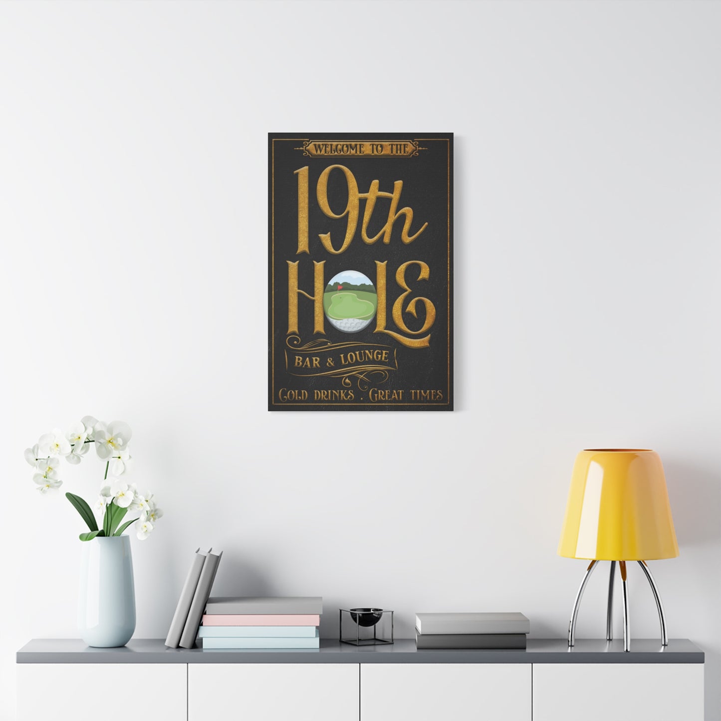 Personalized 19th Hole Signs - Custom 19th Hole Signs - Modern Golf Club Wall Art - Farmhouse Golfing Canvas - Clubhouse Decoration Art